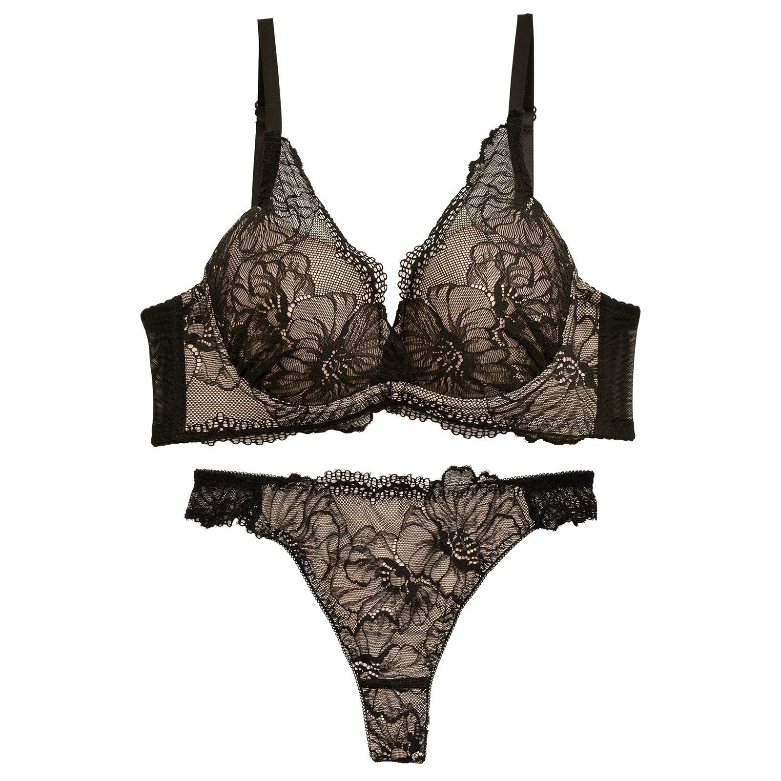 1/22再販!【三上悠亜着用】ラグジュアリーフラワーレース育乳脇高ブラジャー&バック透けTバックショーツ - 【公式】247Lingerie