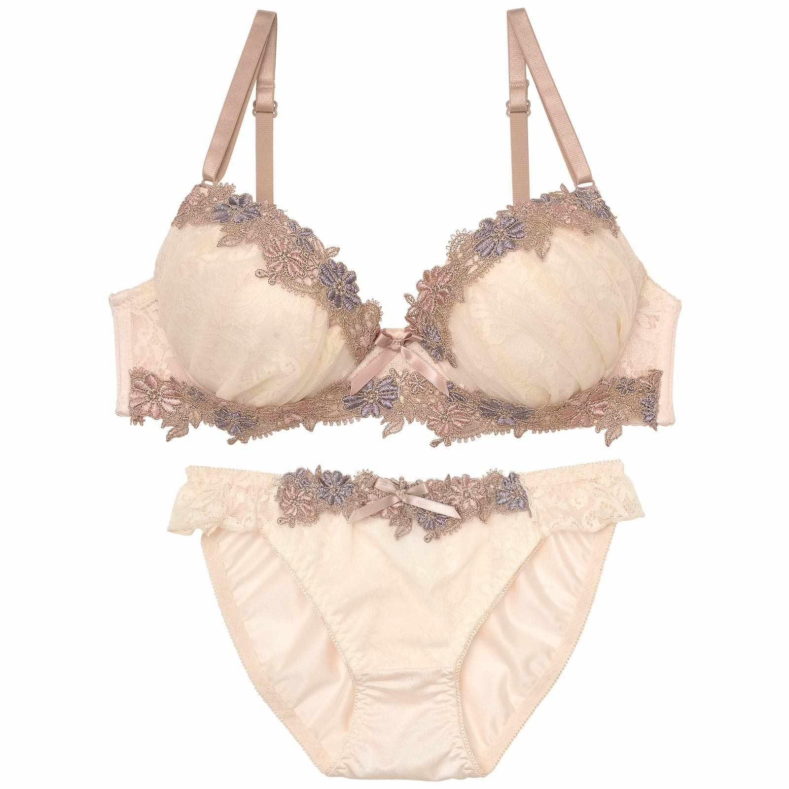 ガーリーパステルブロッサムブラジャー&フルバックショーツ - 【公式】247Lingerie
