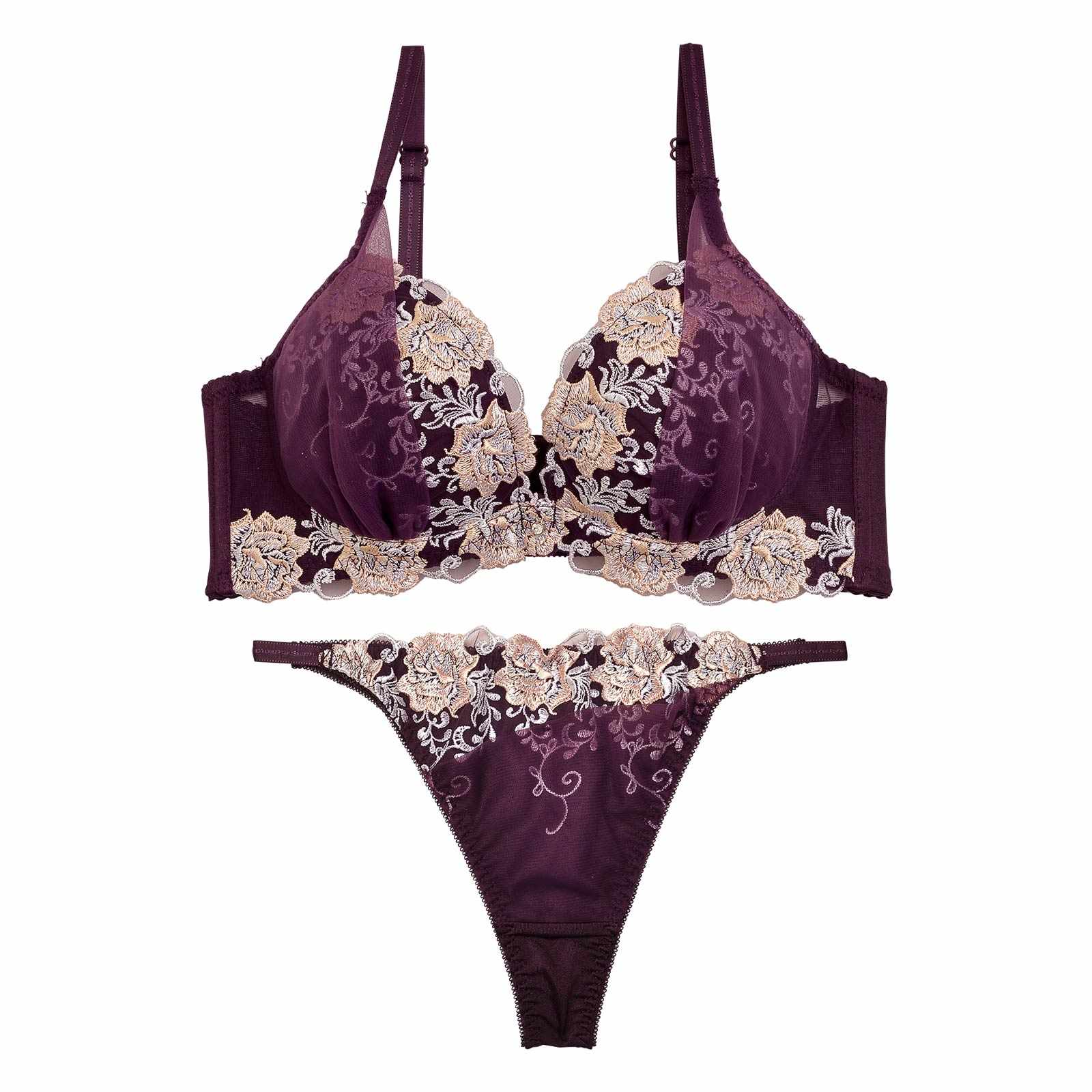 12/15新作!【三上悠亜着用】グロッシィフラワーエンブロイダリー育乳脇高ブラジャー&Tバックショーツ