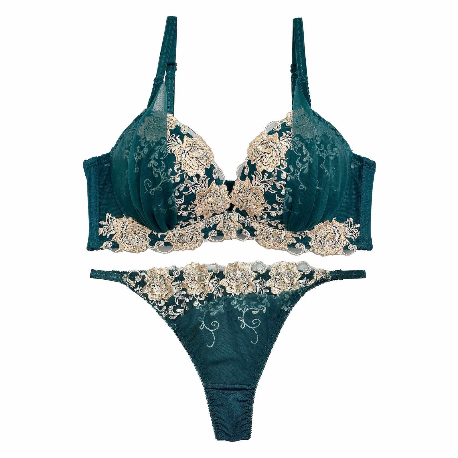 12/15新作!【三上悠亜着用】グロッシィフラワーエンブロイダリー育乳脇高ブラジャー&Tバックショーツ