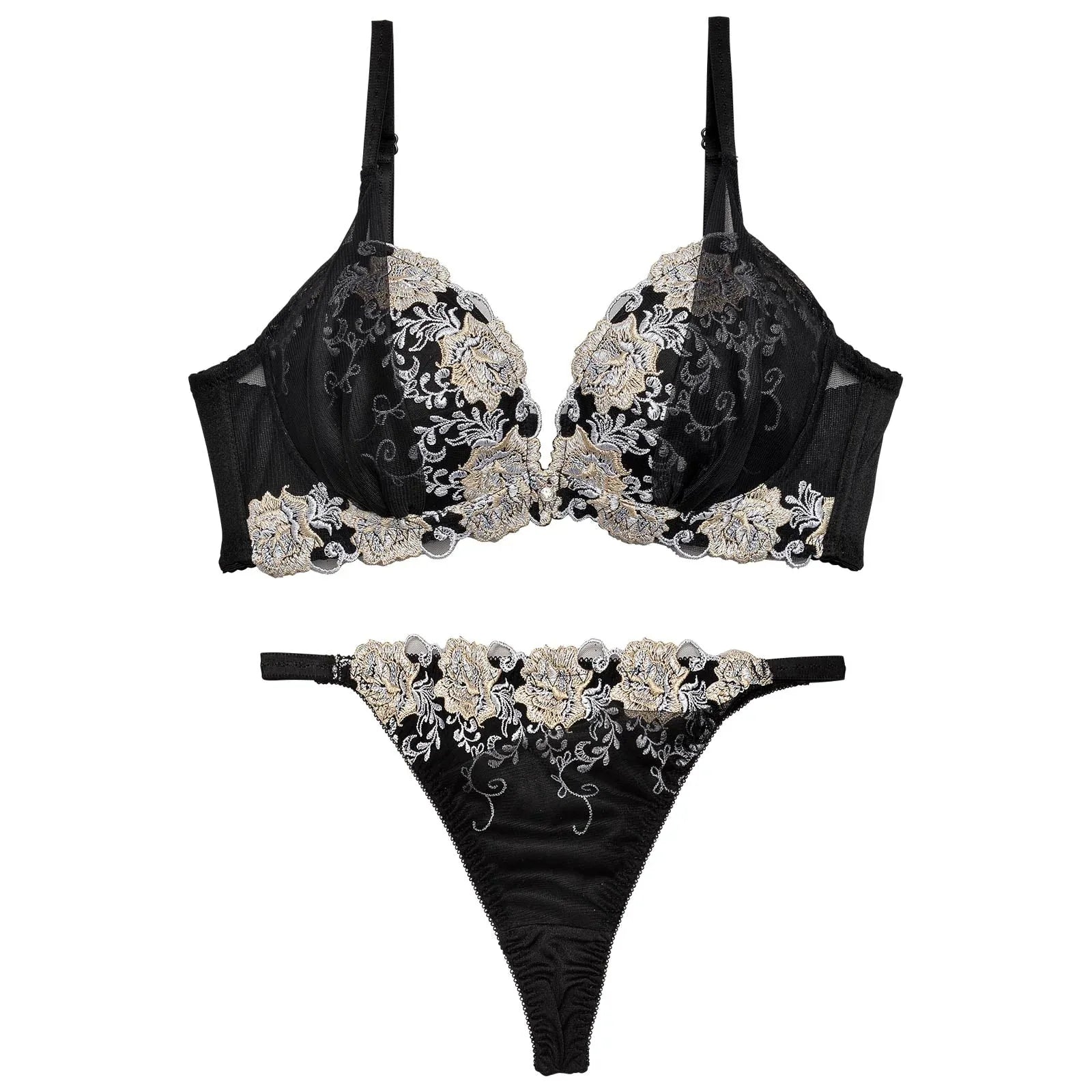 【三上悠亜着用】グロッシィフラワーエンブロイダリー育乳脇高ブラジャー&Tバックショーツ - 【公式】247Lingerie