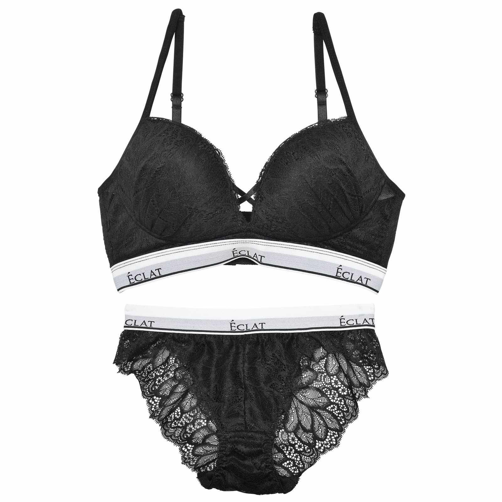 2/19再販!【ノンワイヤー】カジュアルレースアップブラジャー&バック透けフルバックショーツ - 【公式】247Lingerie