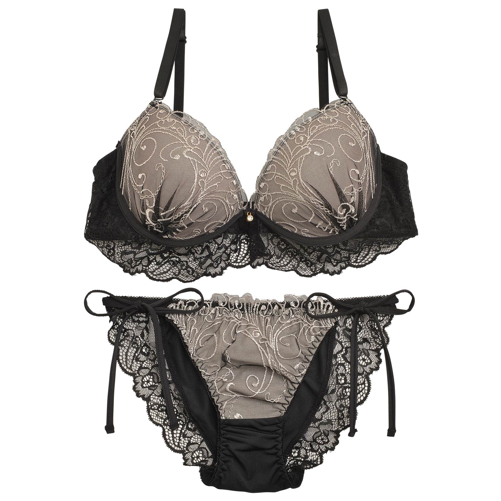 11/13再販!【三上悠亜着用】ロイヤルレースレイヤードブラジャー&サイド紐フルバックショーツ