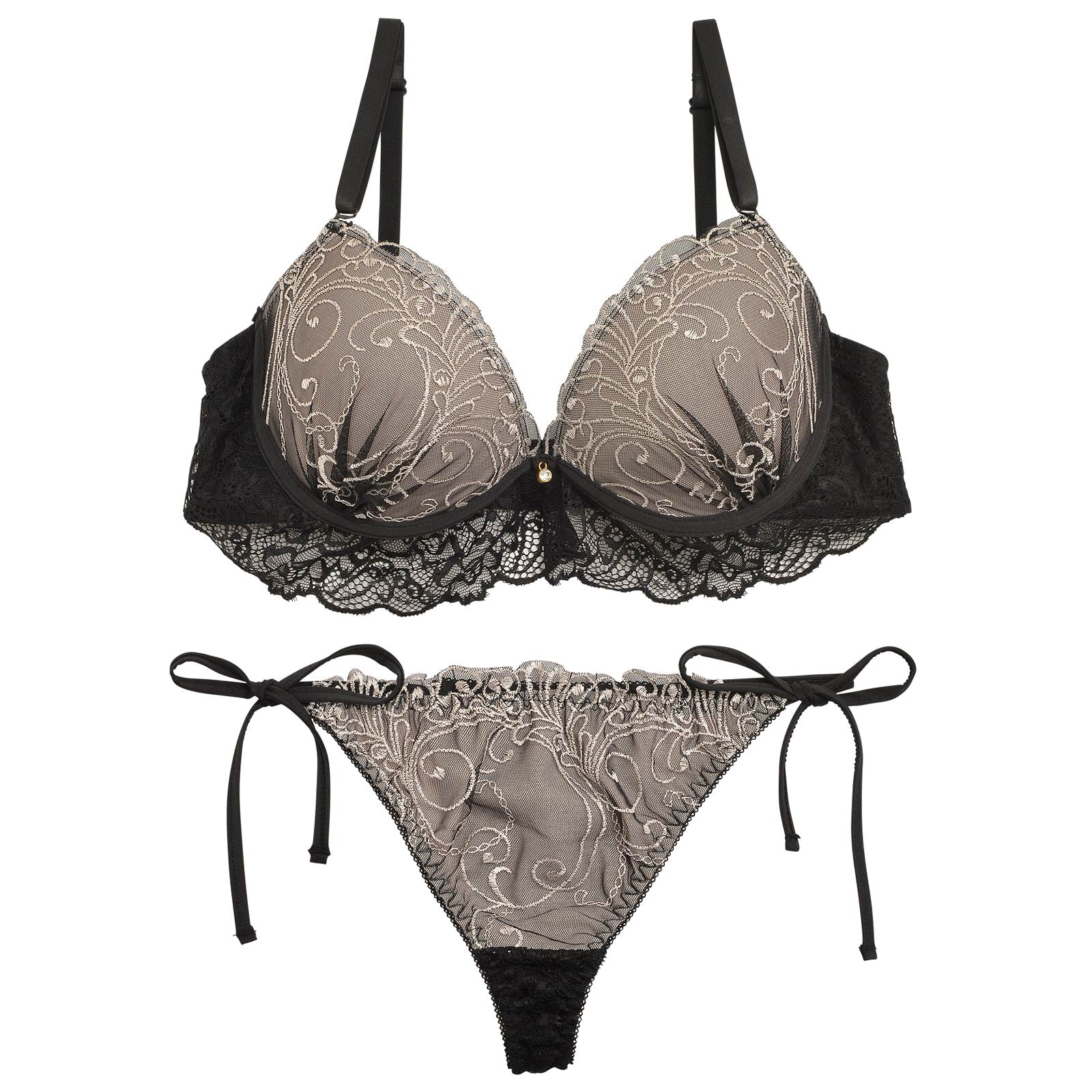 1/8再販!【三上悠亜着用】ロイヤルレースレイヤードブラジャー&サイド紐Tバックショーツ - 【公式】247Lingerie