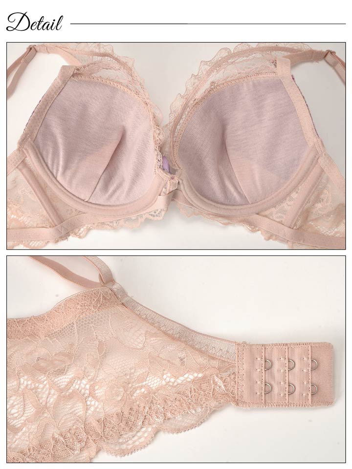 【三上悠亜着用】オールレースボタニカルフラワー育乳脇高ブラジャー&サイド紐バック透けフルバックショーツ