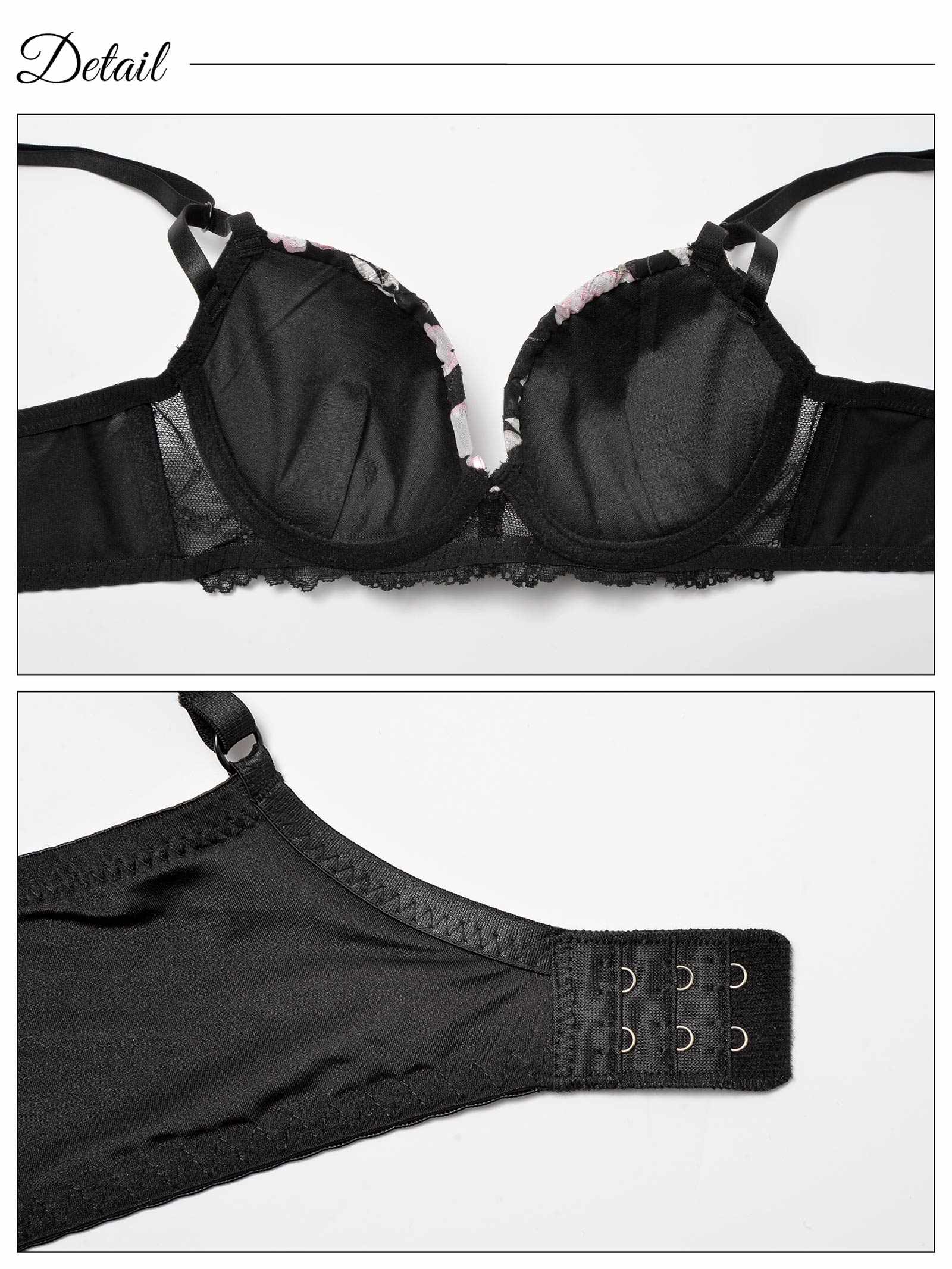 3/11新作!フェミニンフローラルシフォン育乳脇高ブラジャー&フルバックショーツ