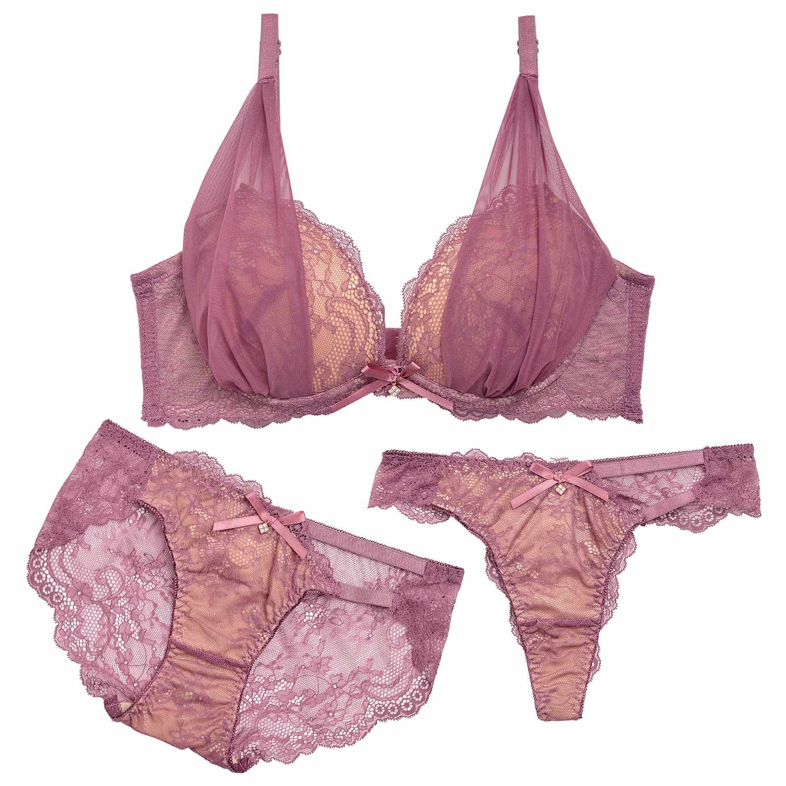 10/16再販!【三上悠亜着用】【3点セット】ヌーディベールセクシー育乳脇高ブラジャー&バック透けフルバック&Tバックショーツ