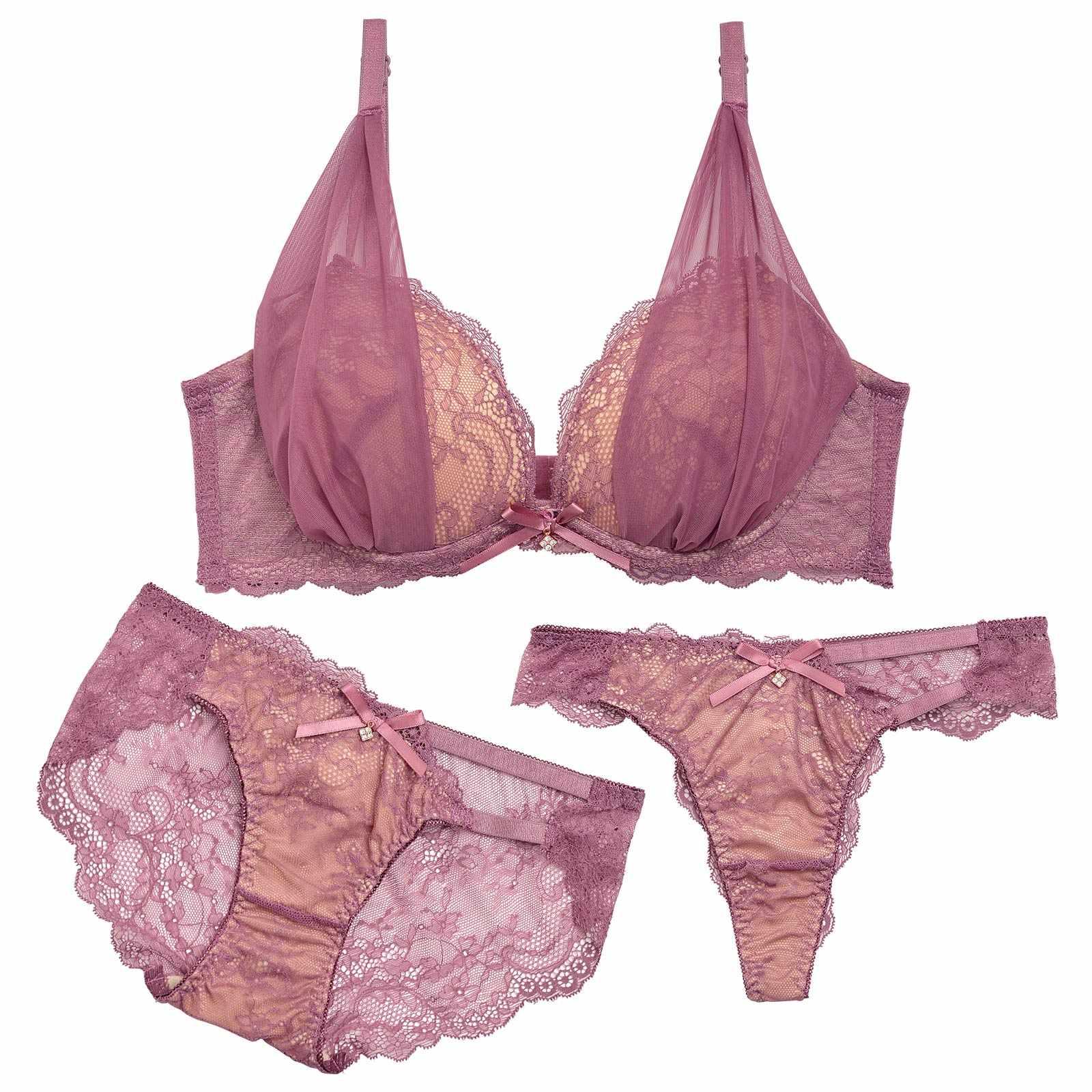 1/15再販!【三上悠亜着用】【3点セット】ヌーディベールセクシー育乳脇高ブラジャー&バック透けフルバック&Tバックショーツ - 【公式】247Lingerie