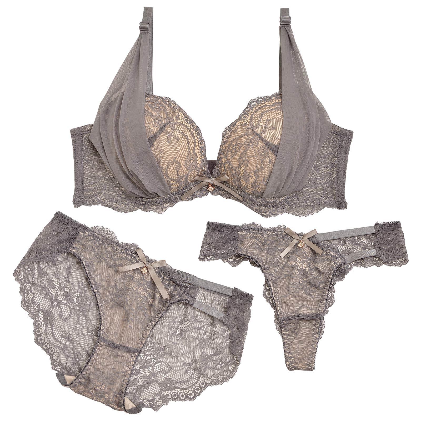 1/15再販!【三上悠亜着用】【3点セット】ヌーディベールセクシー育乳脇高ブラジャー&バック透けフルバック&Tバックショーツ - 【公式】247Lingerie