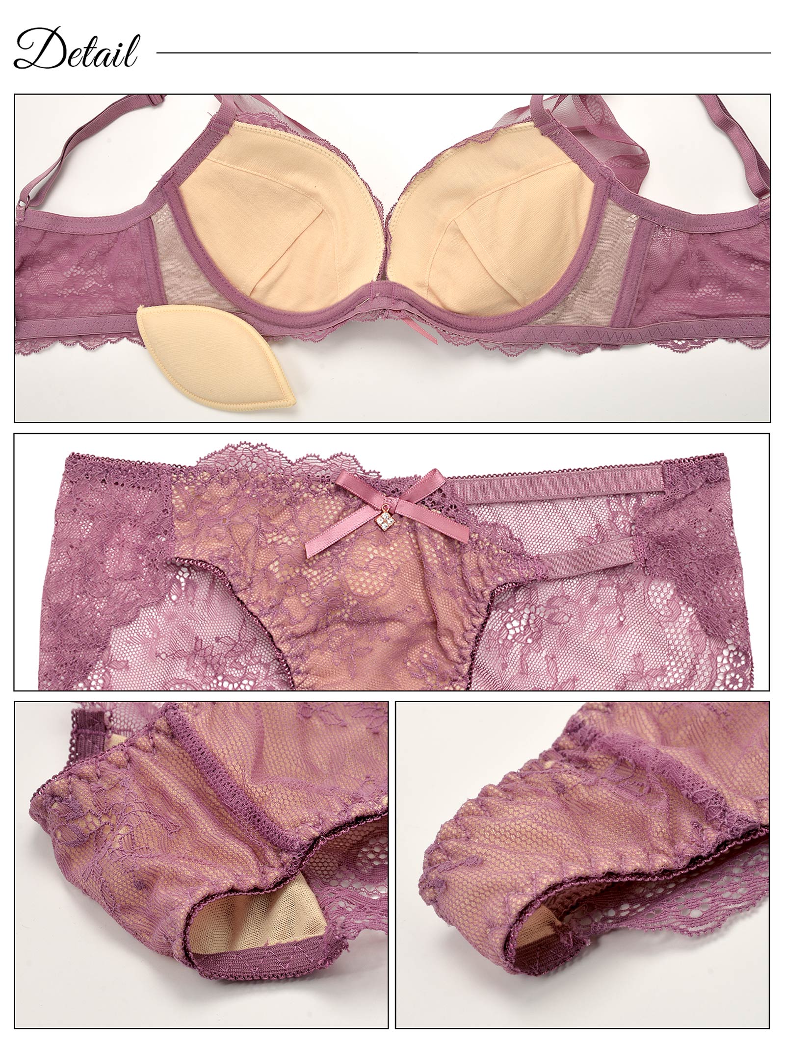 10/16再販!【三上悠亜着用】【3点セット】【GHIサイズ】ヌーディベールセクシー育乳脇高ブラジャー&バック透けフルバック&Tバックショーツ