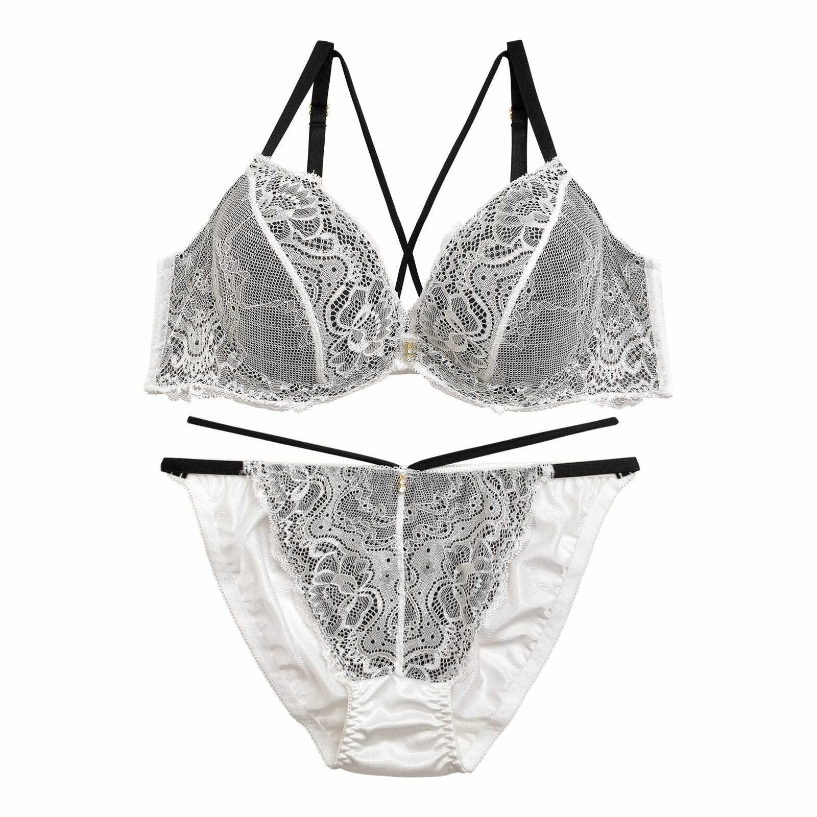 2/17再販!【三上悠亜着用】【ノンワイヤー】レーシィクロスコードブラジャー&フルバックショーツ - 【公式】247Lingerie