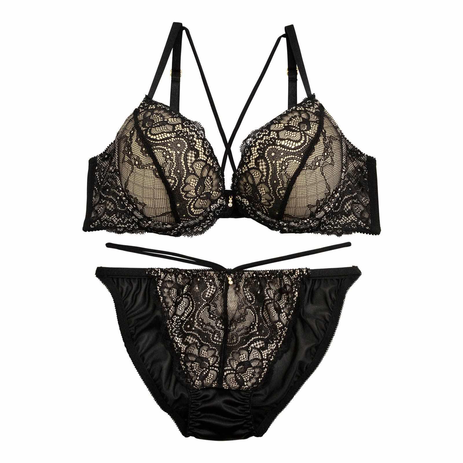 2/17再販!【三上悠亜着用】【ノンワイヤー】【3L4L5Lサイズ】レーシィクロスコードブラジャー&フルバックショーツ - 【公式】247Lingerie