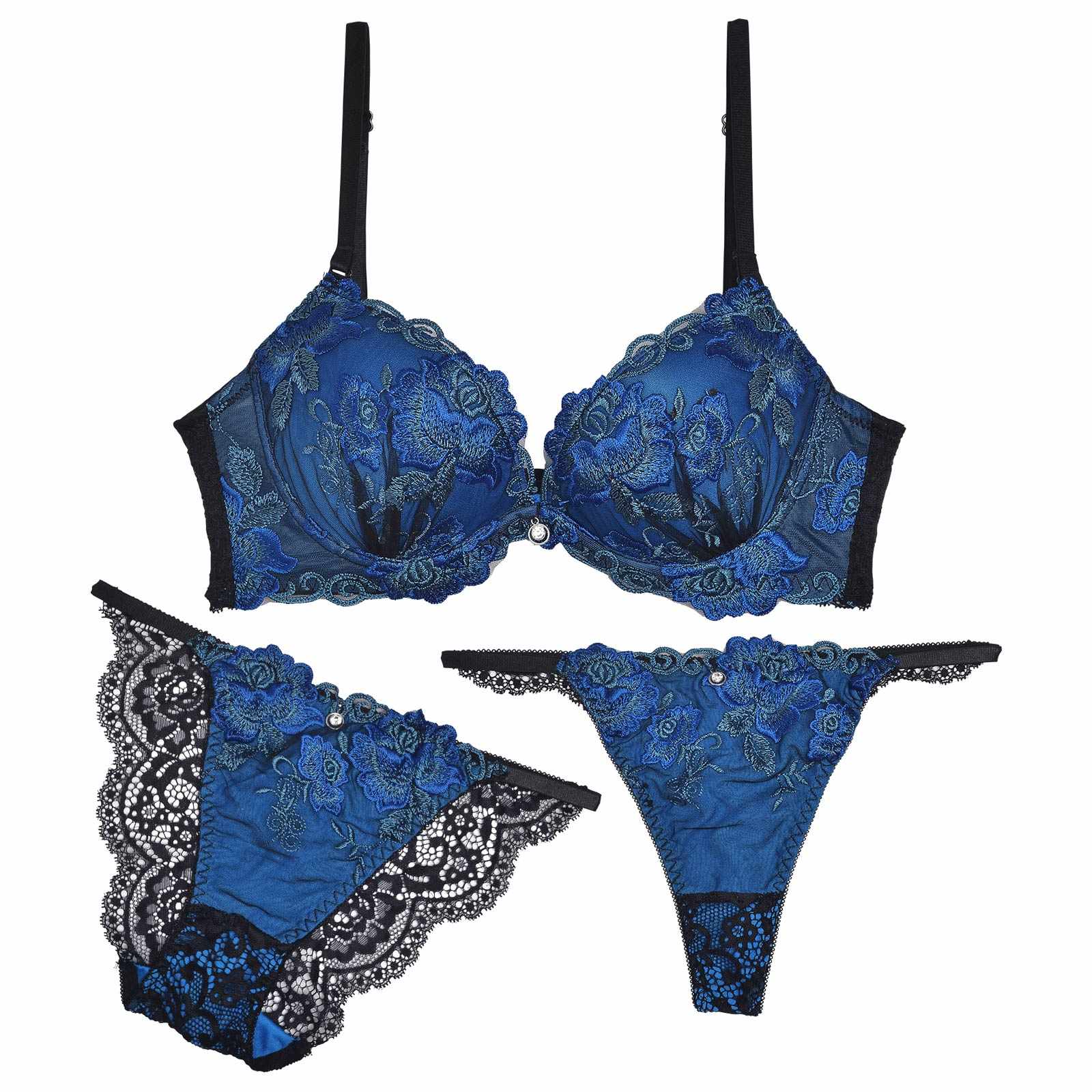 【三上悠亜着用】【3点セット】ディープマーベラスローズ育乳脇高ブラジャー&バック透けフルバック&Tバックショーツ - 【公式】247Lingerie