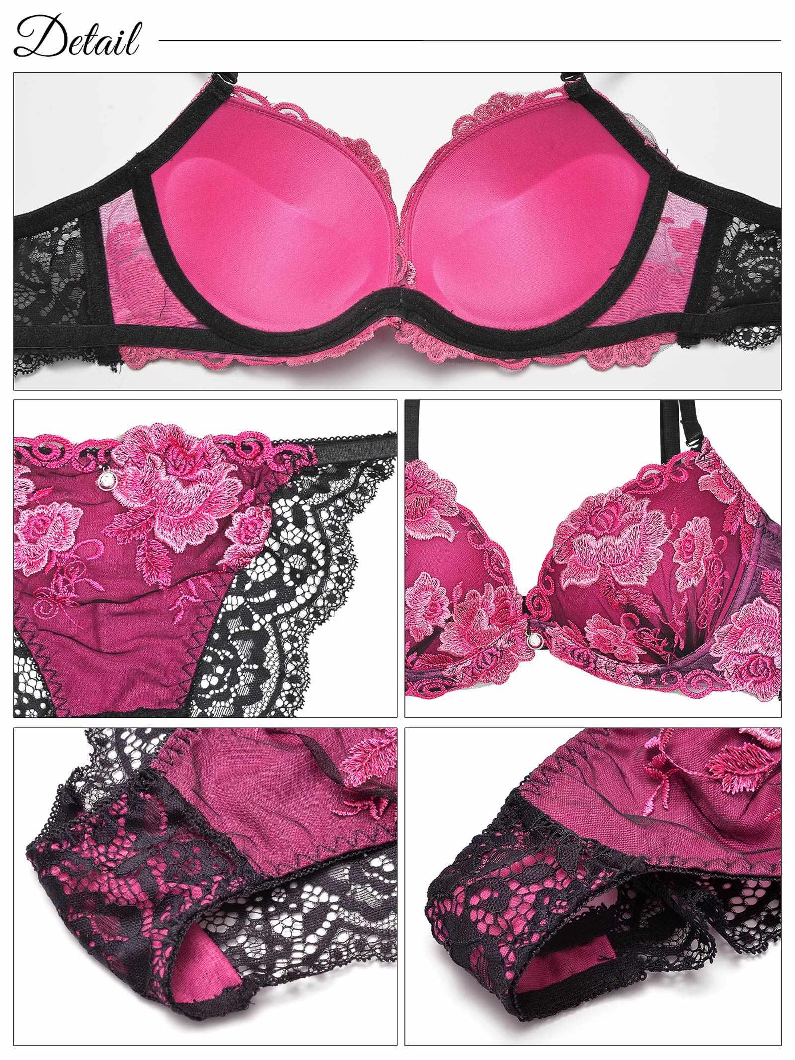 【三上悠亜着用】【3点セット】【GHIサイズ】ディープマーベラスローズ育乳脇高ブラジャー&バック透けフルバック&Tバックショーツ - 【公式】247Lingerie