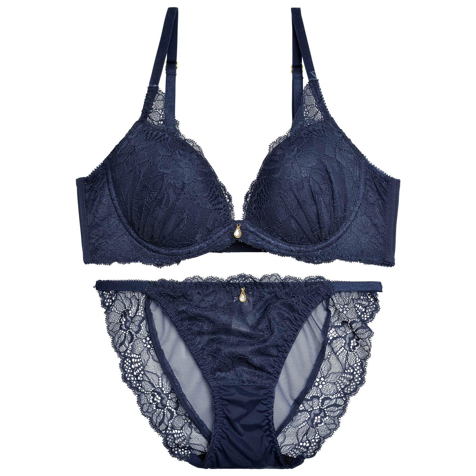 ドレッシーオールフラワーレース育乳脇高ブラジャー&フルバックショーツ - 【公式】247Lingerie