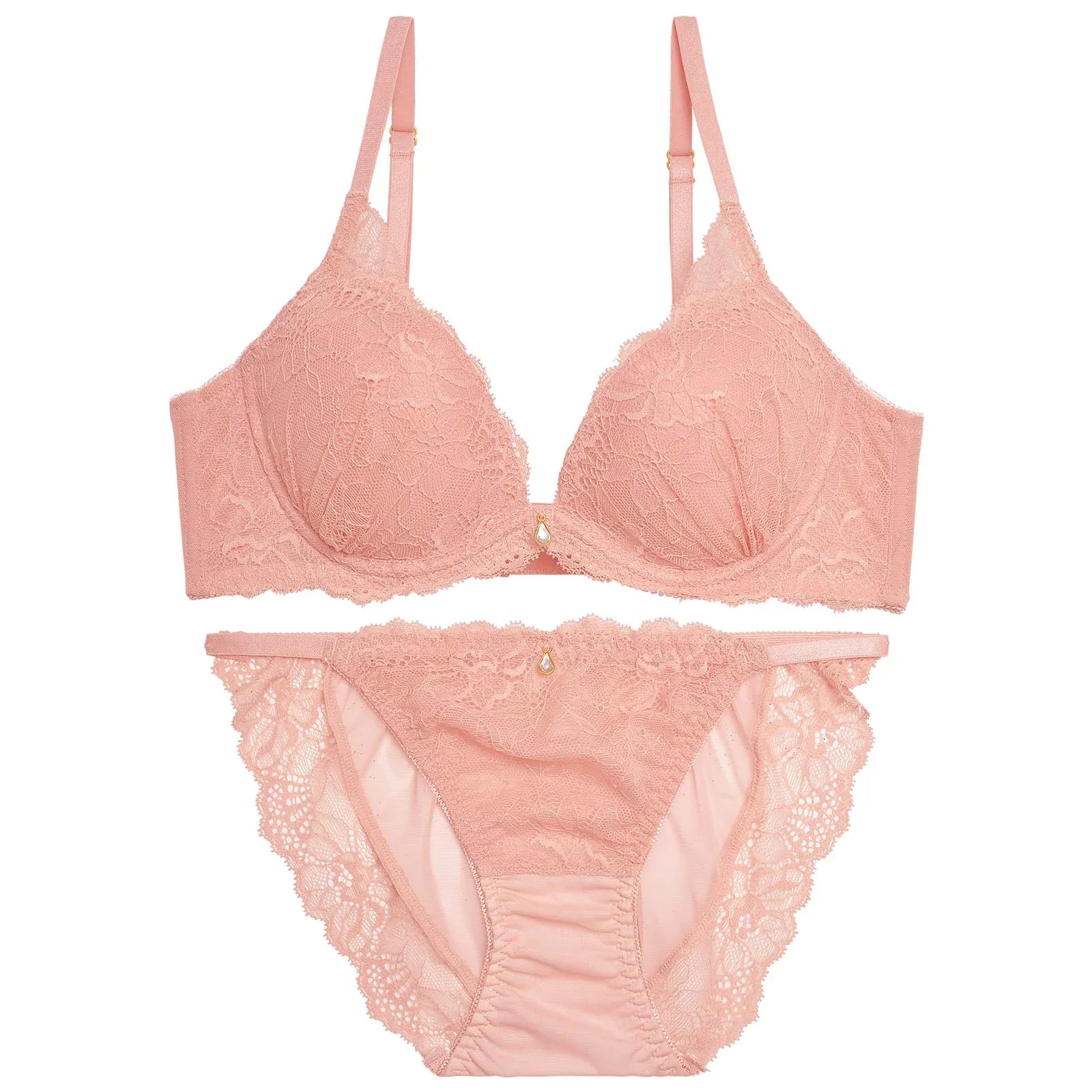 ドレッシーオールフラワーレース育乳脇高ブラジャー&フルバックショーツ - 【公式】247Lingerie