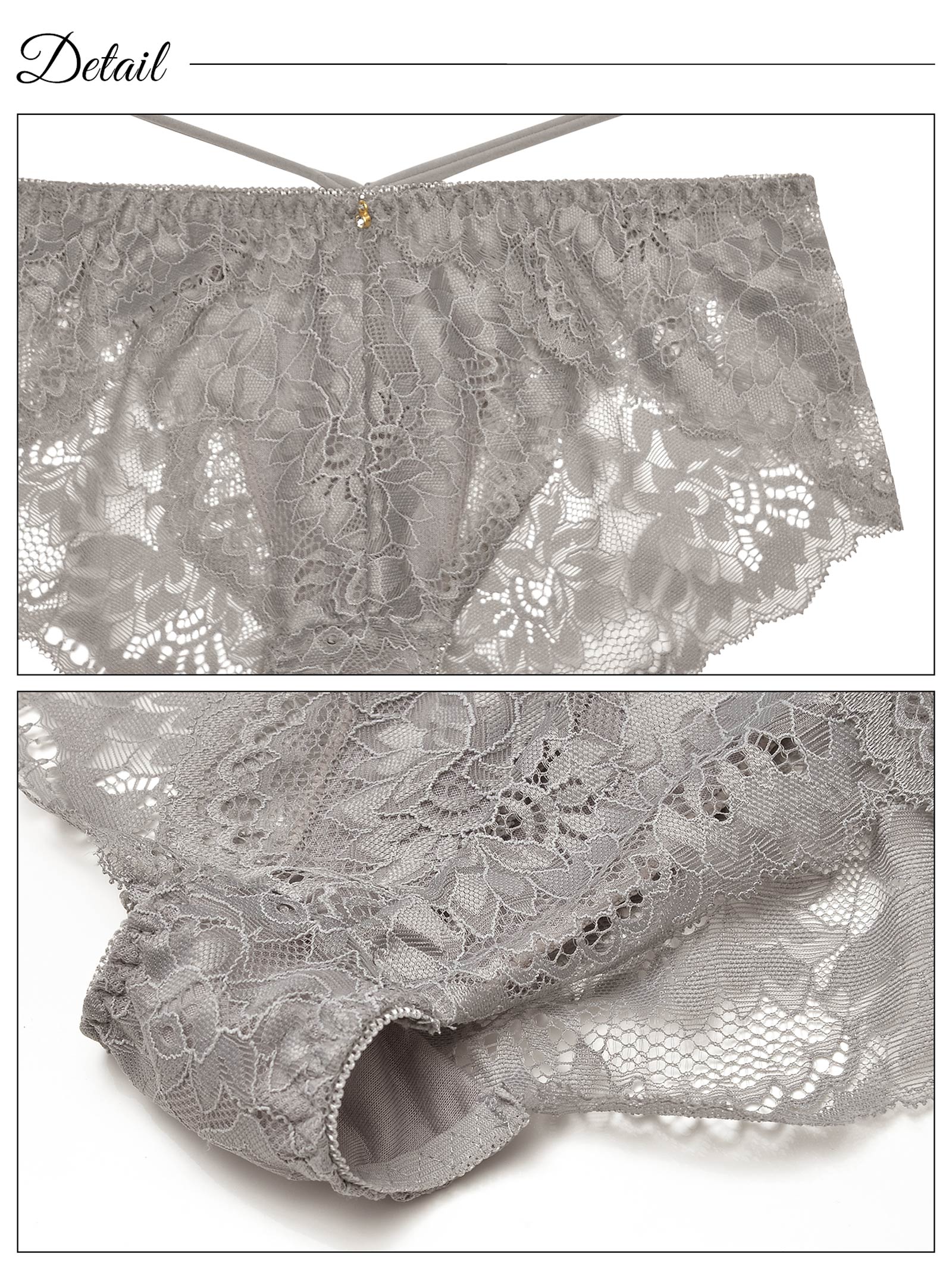2/16新作!グレイッシュレースコード育乳脇高ブラジャー&バック透けフルバックショーツ