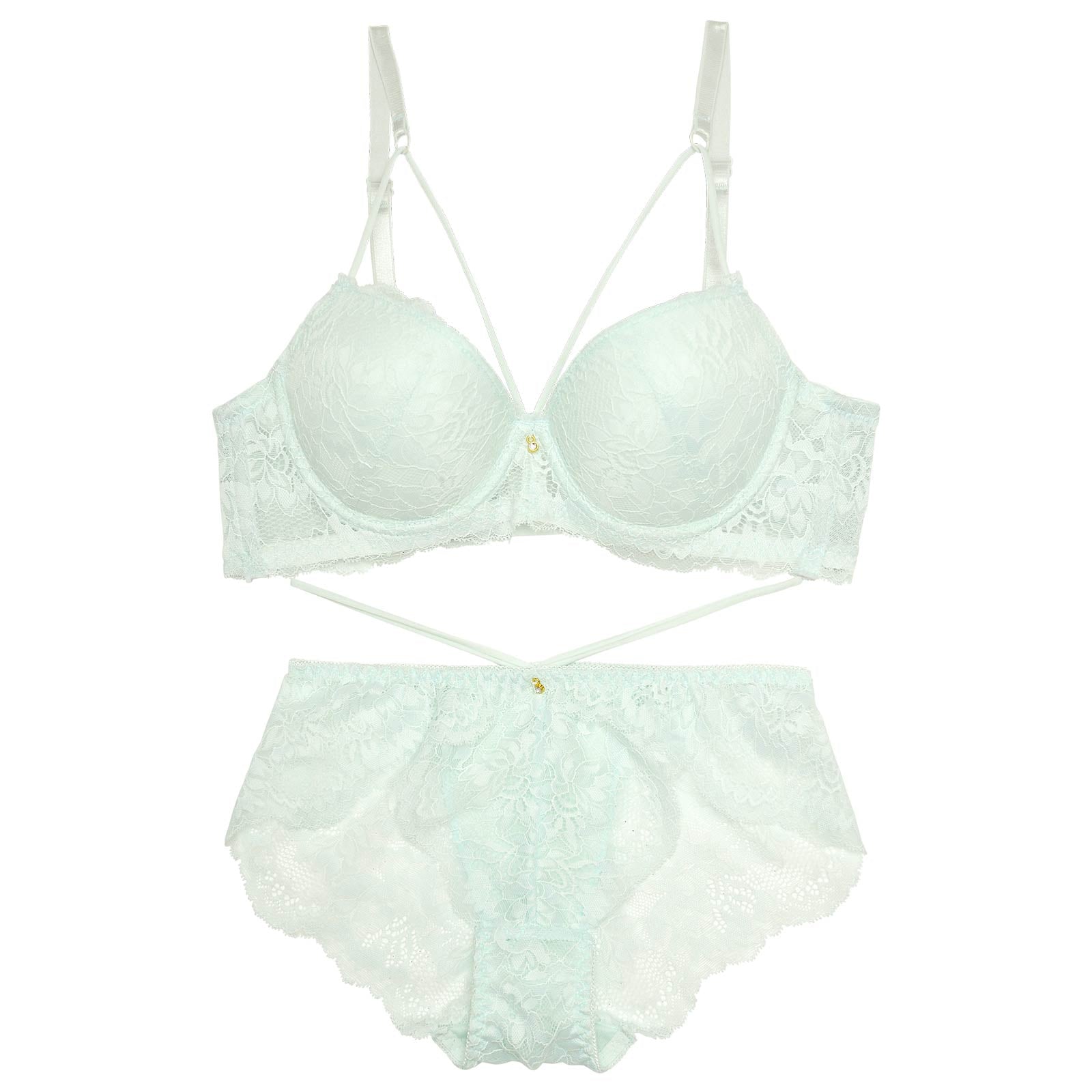 グレイッシュレースコード育乳脇高ブラジャー&バック透けフルバックショーツ