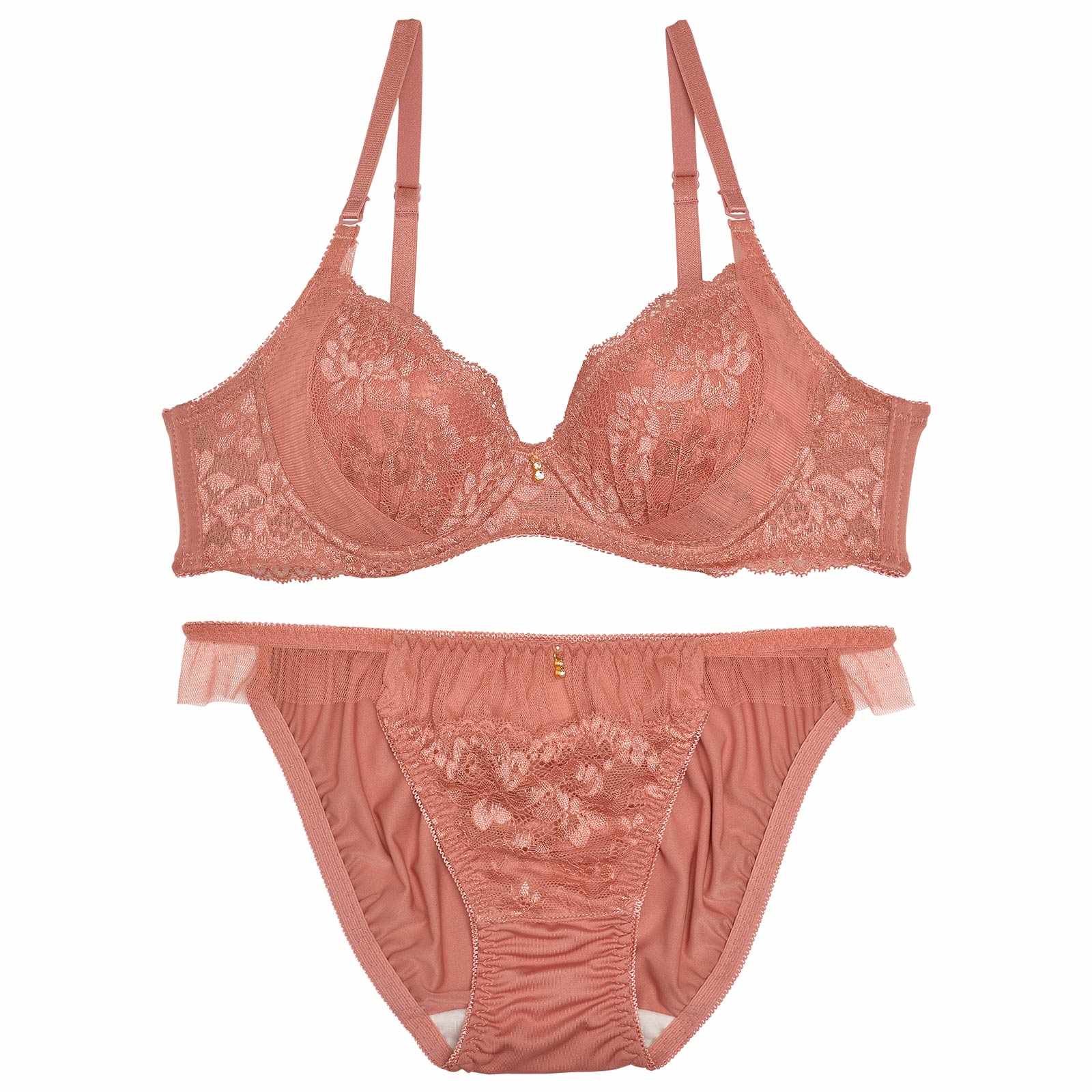 ジーニアルチュールフラワー育乳脇高ブラジャー&フルバックショーツ