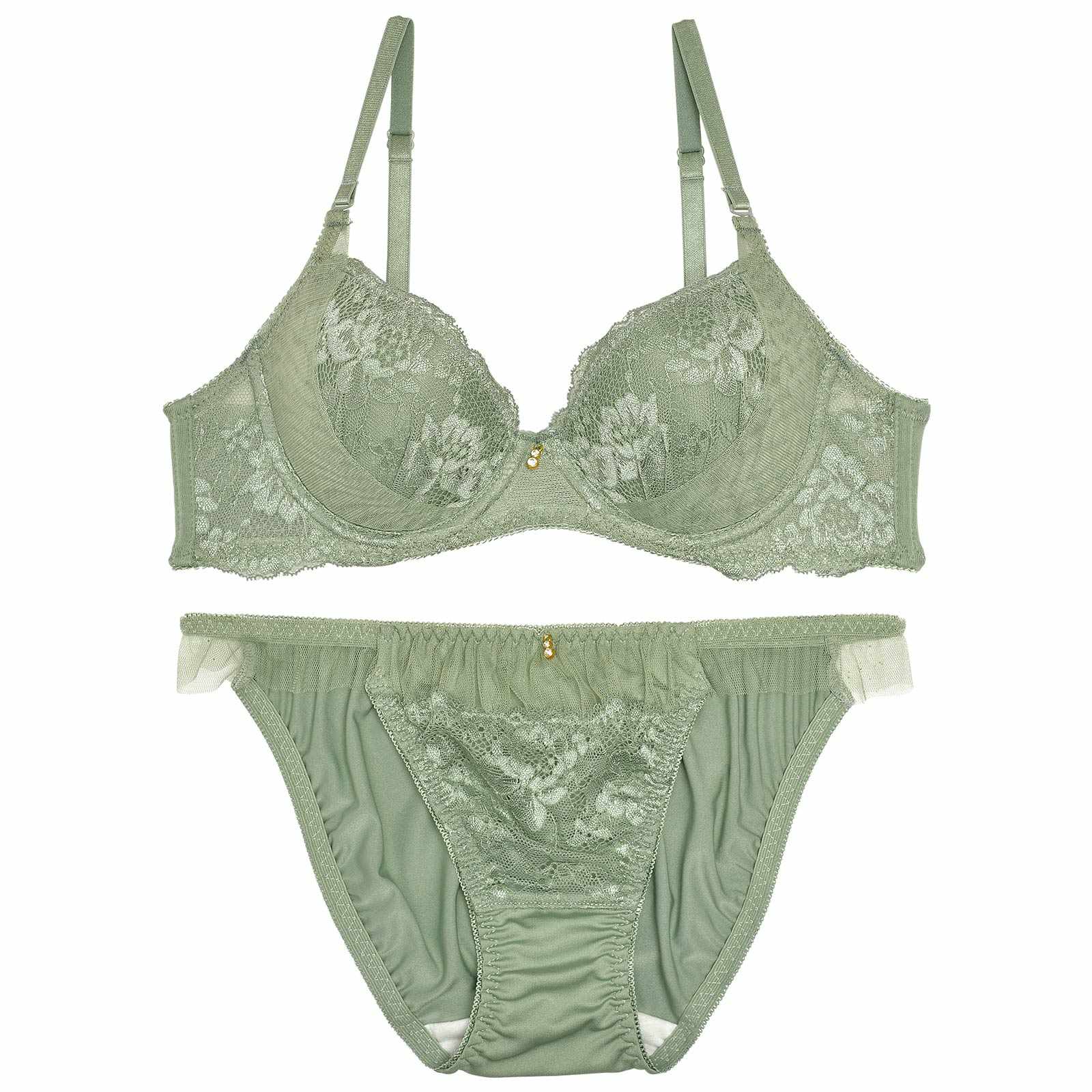 ジーニアルチュールフラワー育乳脇高ブラジャー&フルバックショーツ