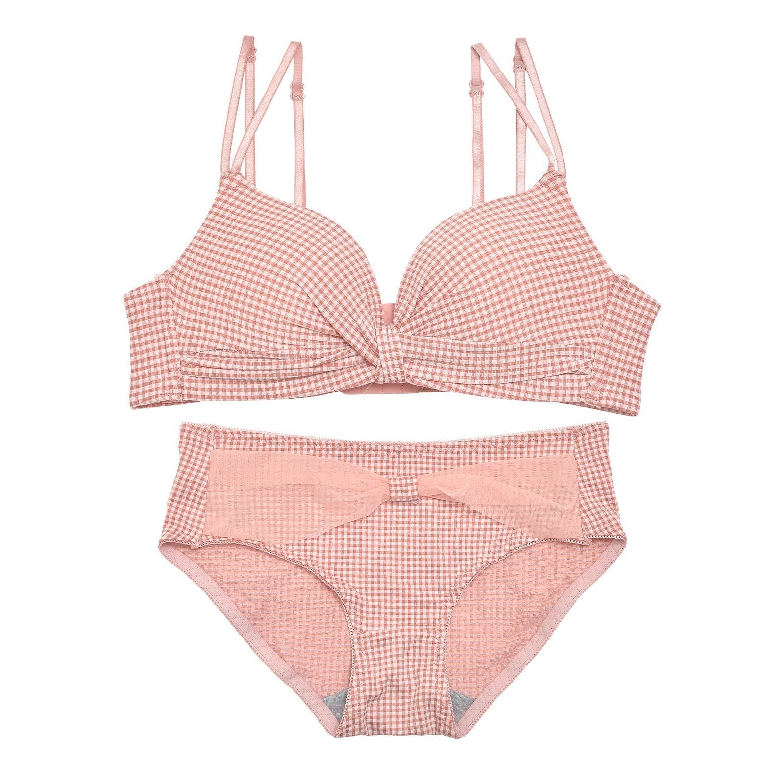 【ノンワイヤー】ガーリーパステルカラーブラジャー&フルバックショーツ