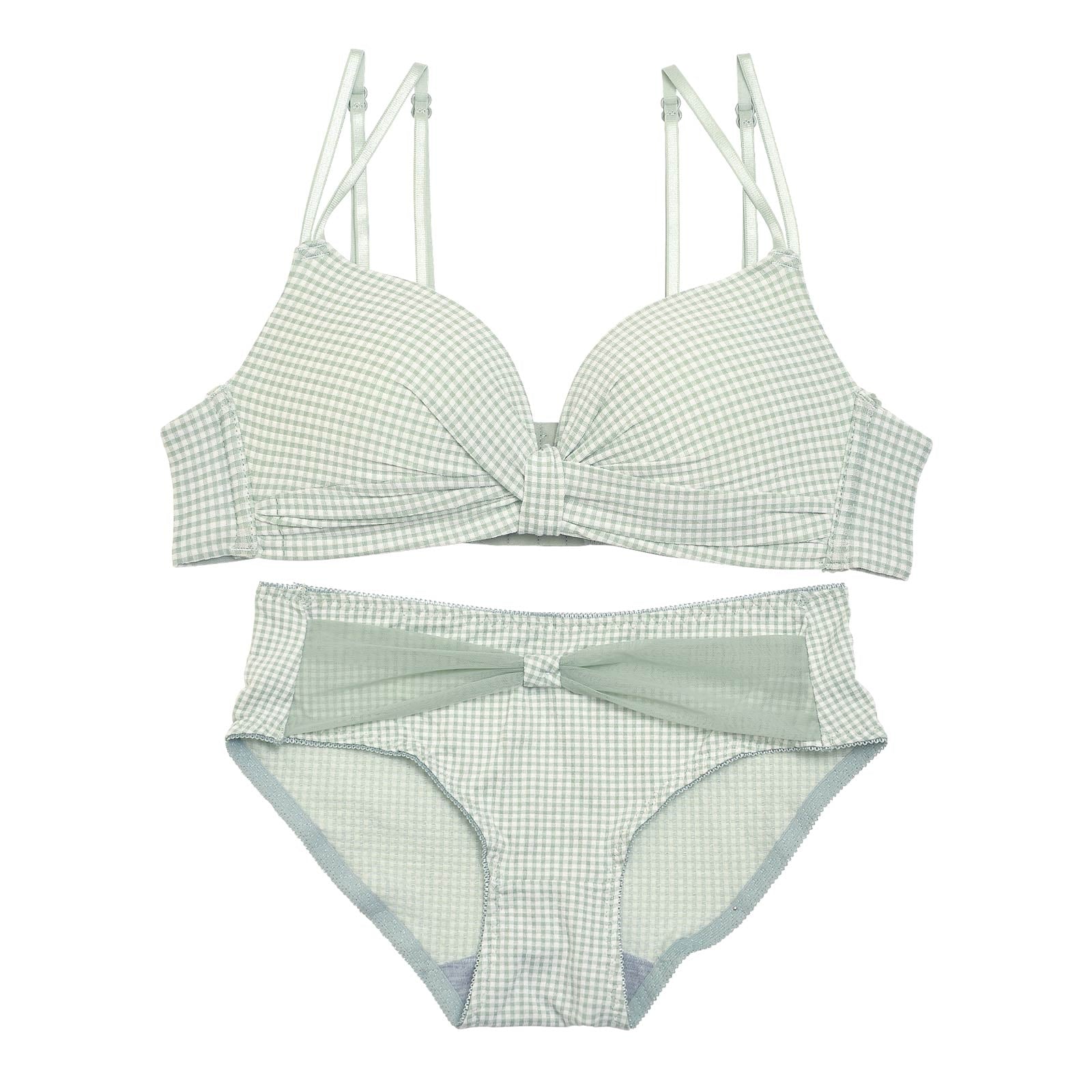 【ノンワイヤー】ガーリーパステルカラーブラジャー&フルバックショーツ