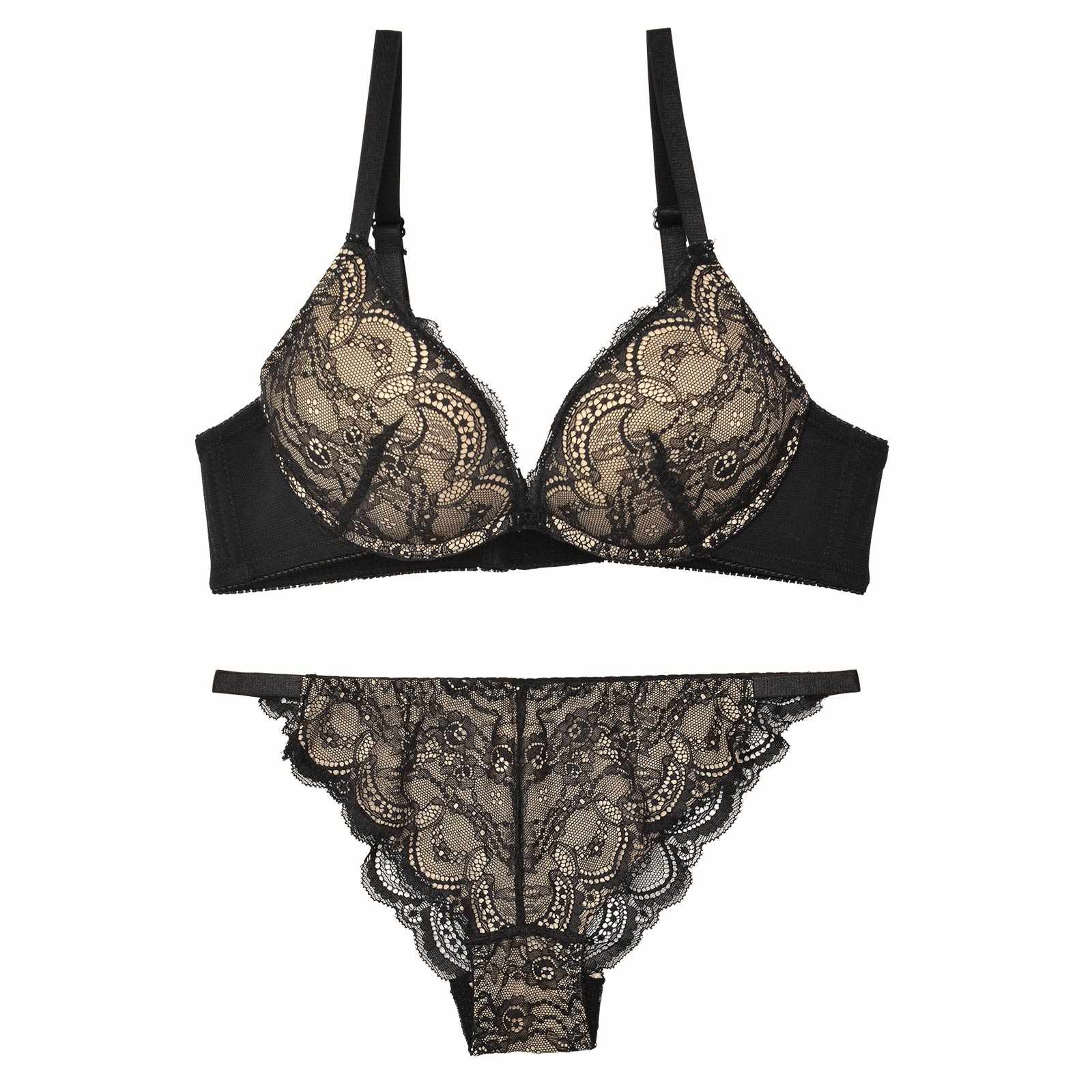レーシーグラマラスブラジャー&バック透けフルバックショーツ
