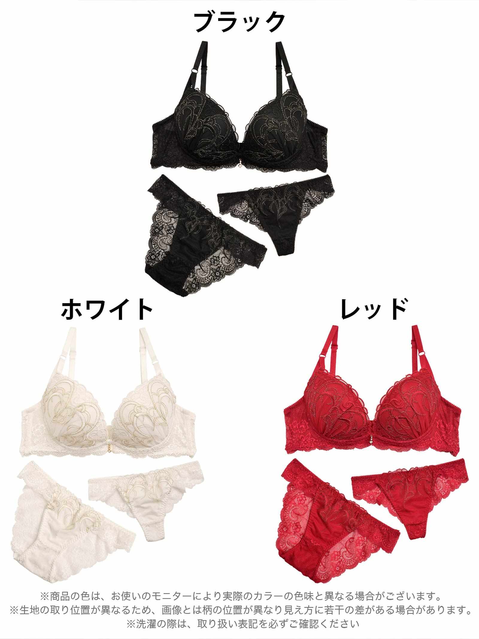 12/26新作!【3点セット】ナチュラルプティエンブロイダリーブラジャー&バック透けフルバック&Tバックショーツ