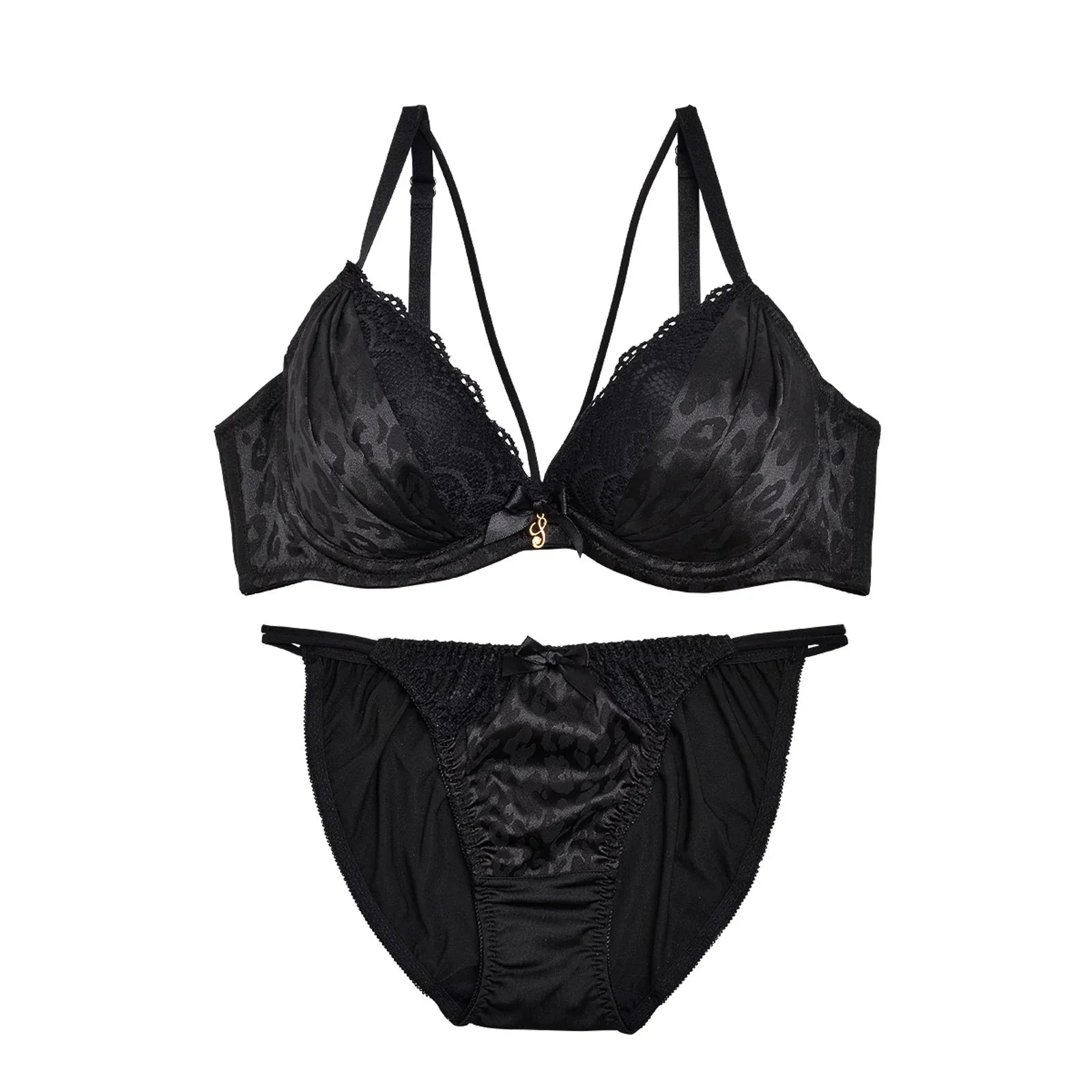 1/8再販!【三上悠亜着用】モノトーンレオパード柄ストラッピーブラジャー&フルバックショーツ - 【公式】247Lingerie