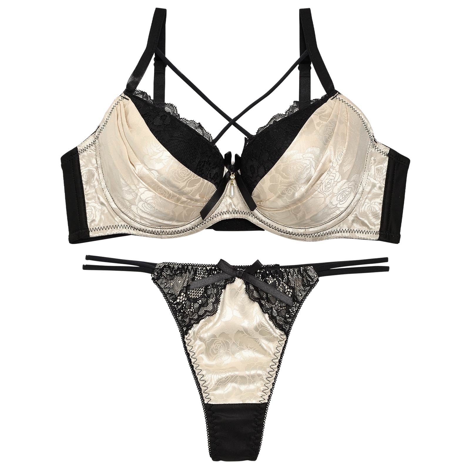 【三上悠亜ちゃん着用】【EFサイズ】グロリアローズブラジャー&バック透けTバックショーツ