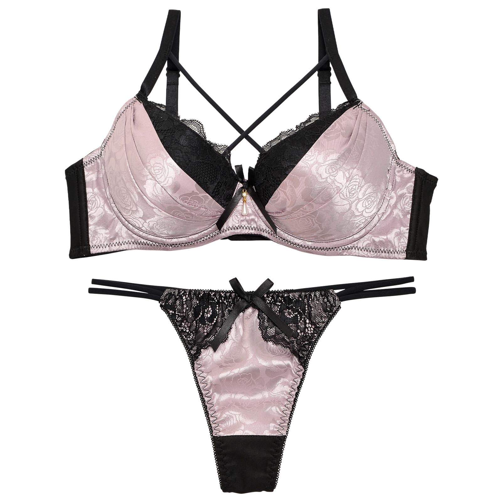 【三上悠亜ちゃん着用】【EFサイズ】グロリアローズブラジャー&バック透けTバックショーツ