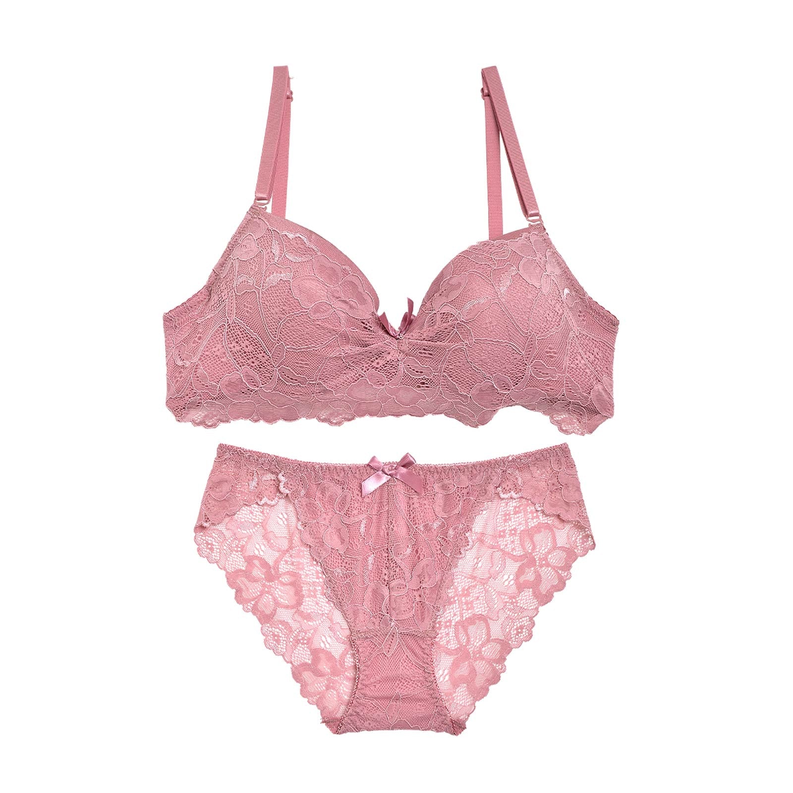 【EFサイズ】ワンカラーレイヤードレースブラジャー&バック透けフルバックショーツ