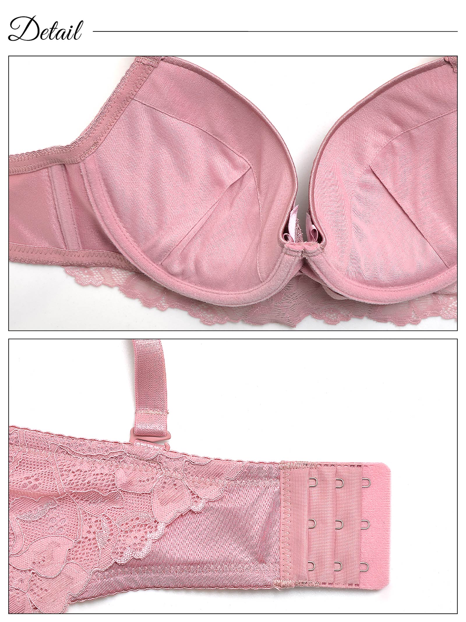 【EFサイズ】ワンカラーレイヤードレースブラジャー&バック透けフルバックショーツ