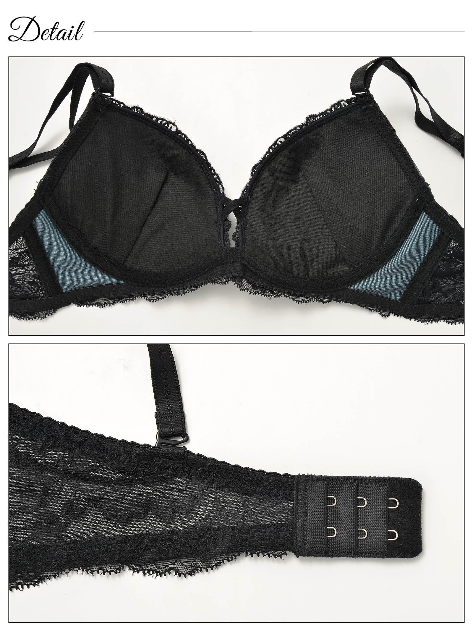 2/3再販!【三上悠亜着用】スモーキーカラー×ブラックフラワー刺繍ブラジャー&サイド紐Tバック - 【公式】247Lingerie