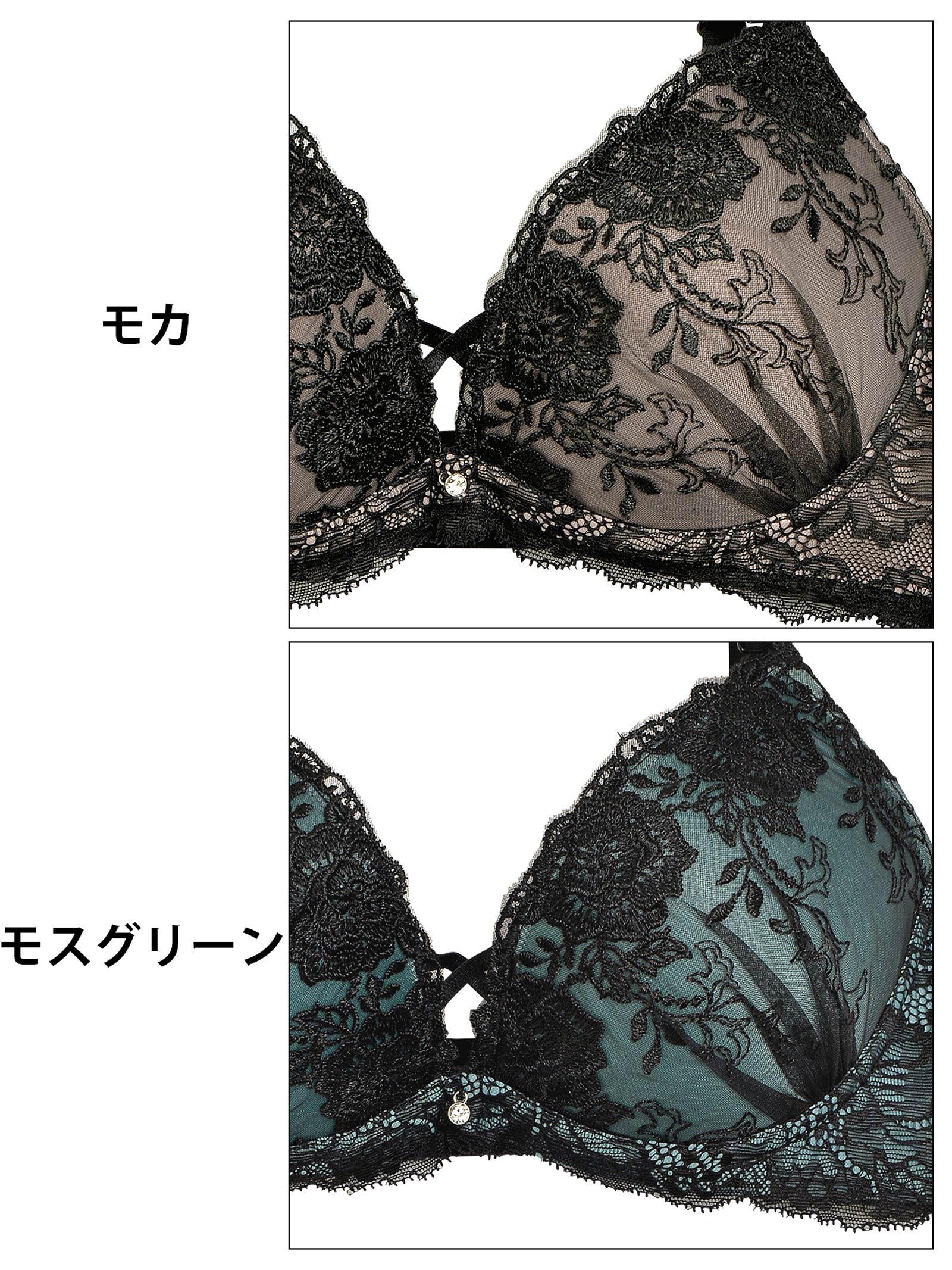 2/3再販!【三上悠亜着用】スモーキーカラー×ブラックフラワー刺繍ブラジャー&サイド紐Tバック - 【公式】247Lingerie