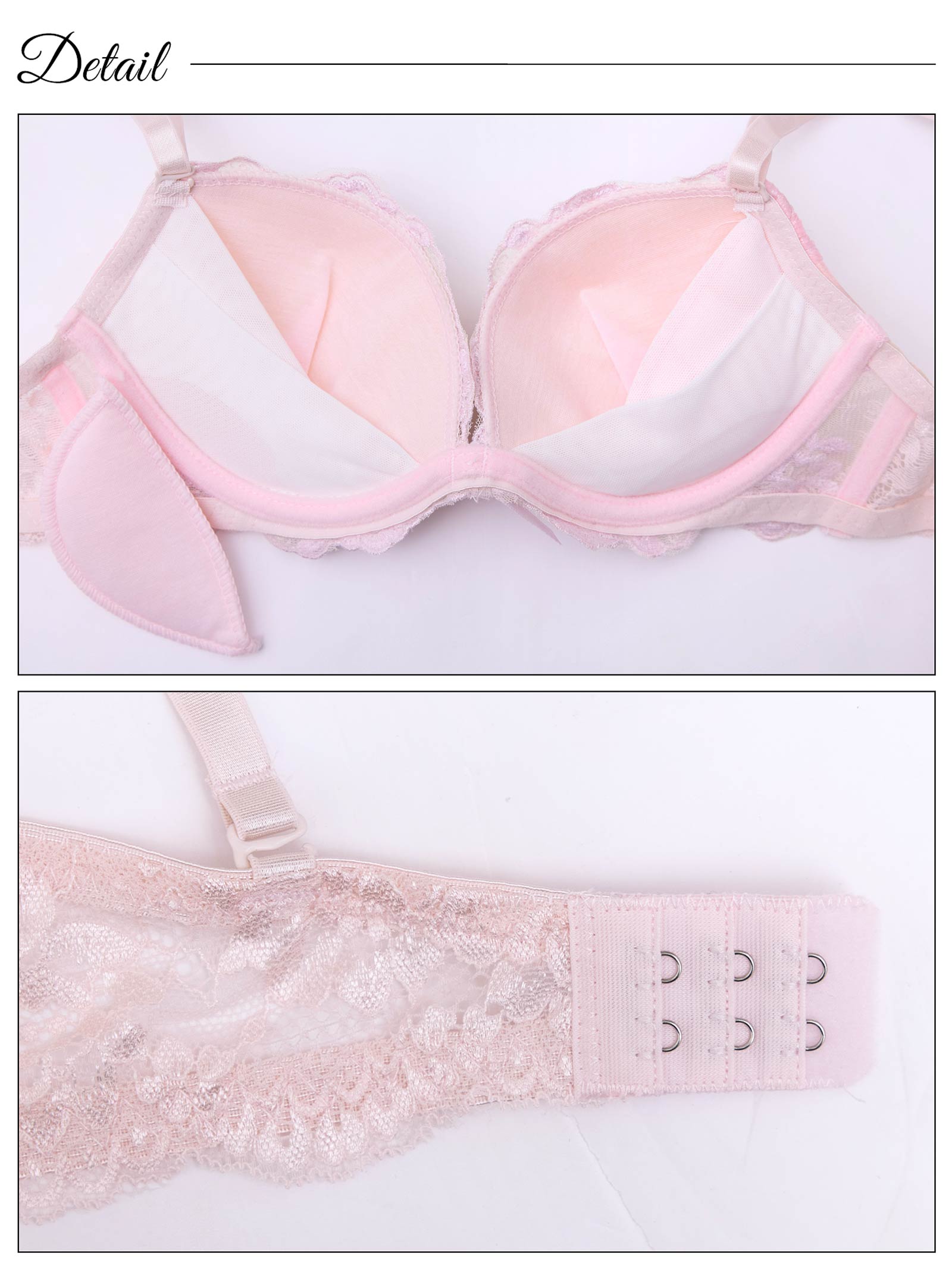 11/13再販!【三上悠亜ちゃん着用】2wayパッド付パステルレースxヌーディーブラジャー&バック透けフルバックショーツ