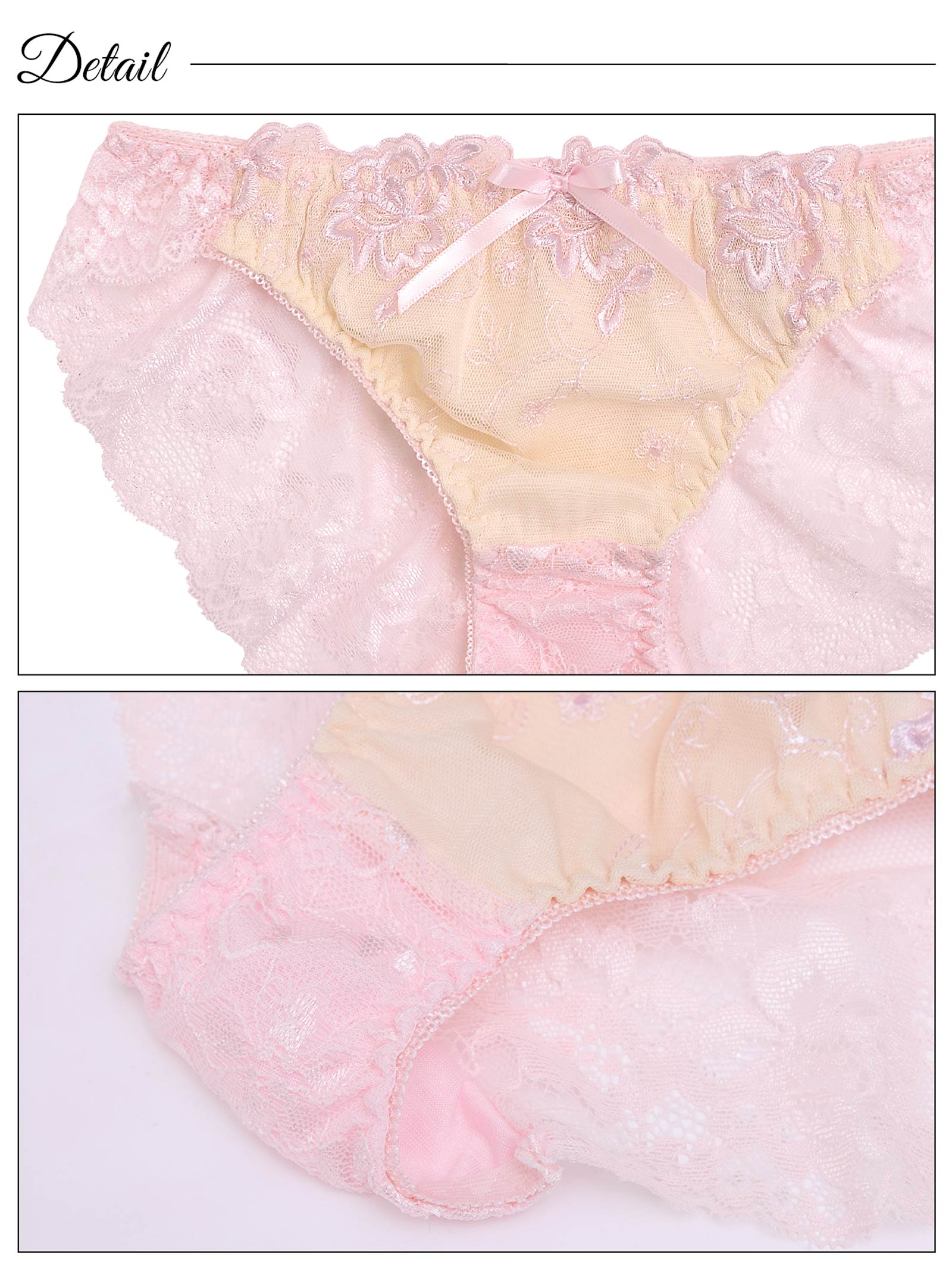 11/13再販!【三上悠亜ちゃん着用】2wayパッド付パステルレースxヌーディーブラジャー&バック透けフルバックショーツ