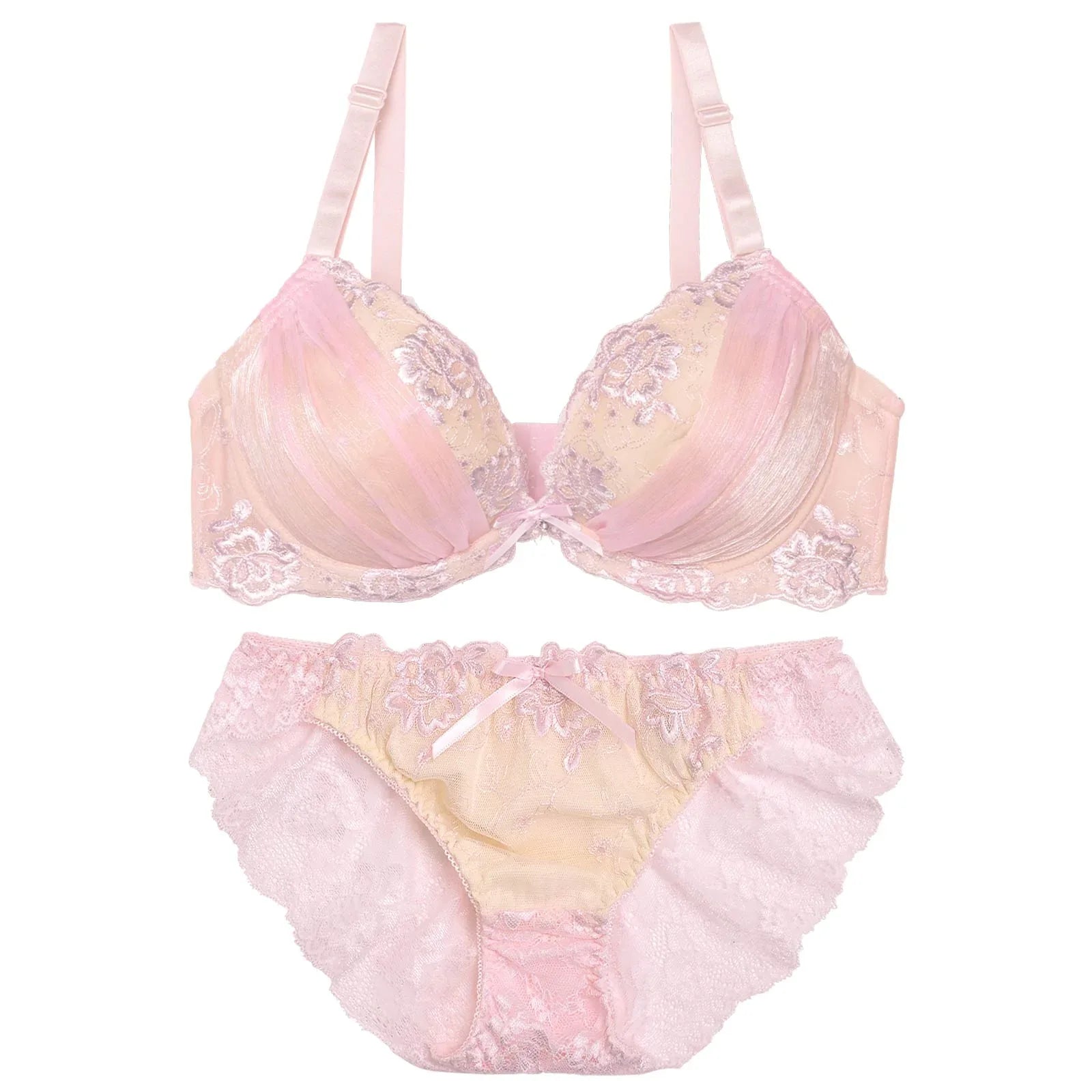【三上悠亜着用】【EFサイズ】パステルレースxヌーディーブラジャー&バック透けフルバックショーツ - 【公式】247Lingerie