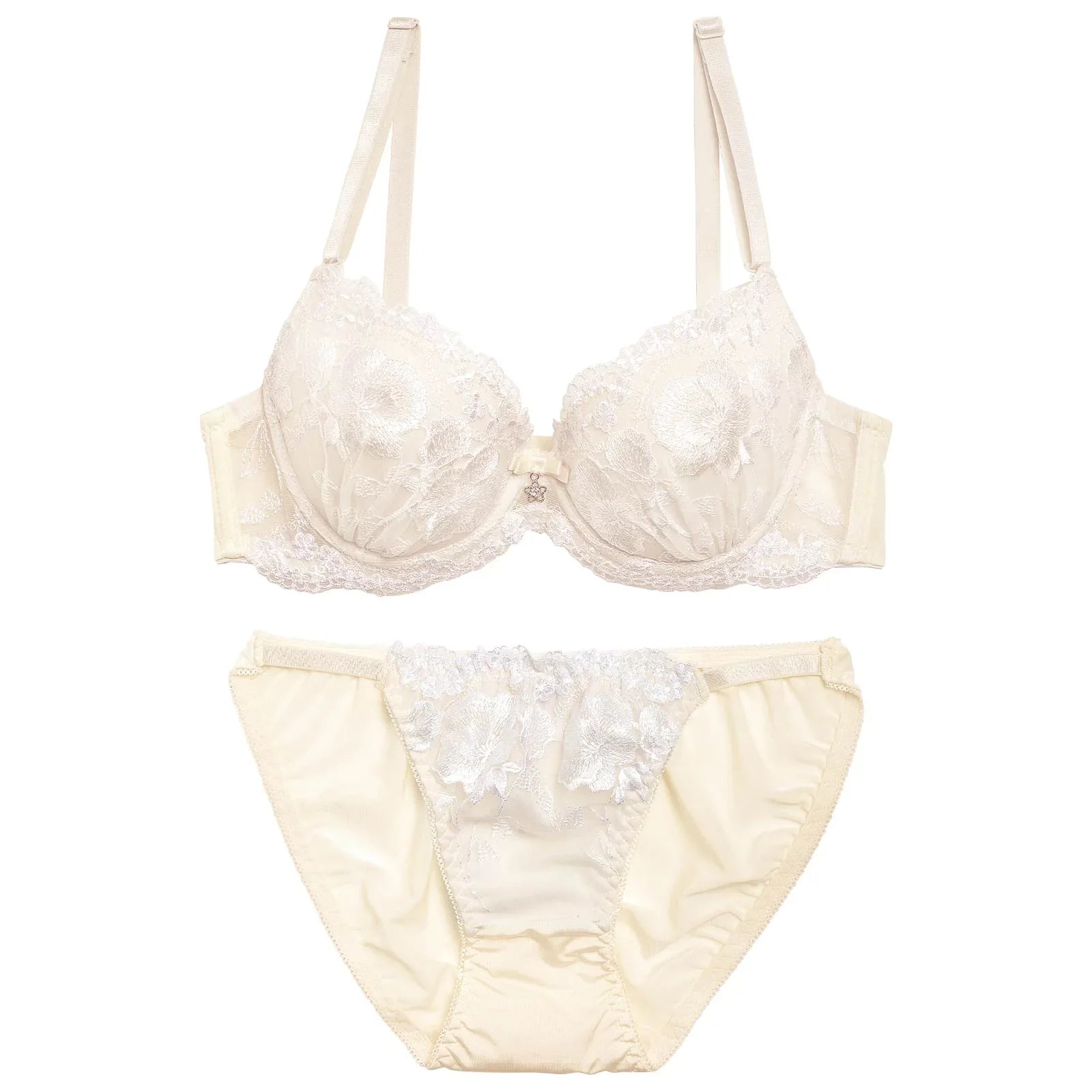 2/10再販!【三上悠亜着用】エレガンスフラワー刺繍ブラジャー&フルバックショーツ - 【公式】247Lingerie