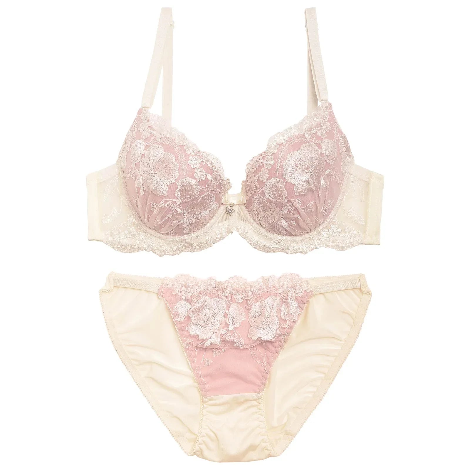 2/10再販!【三上悠亜着用】エレガンスフラワー刺繍ブラジャー&フルバックショーツ - 【公式】247Lingerie