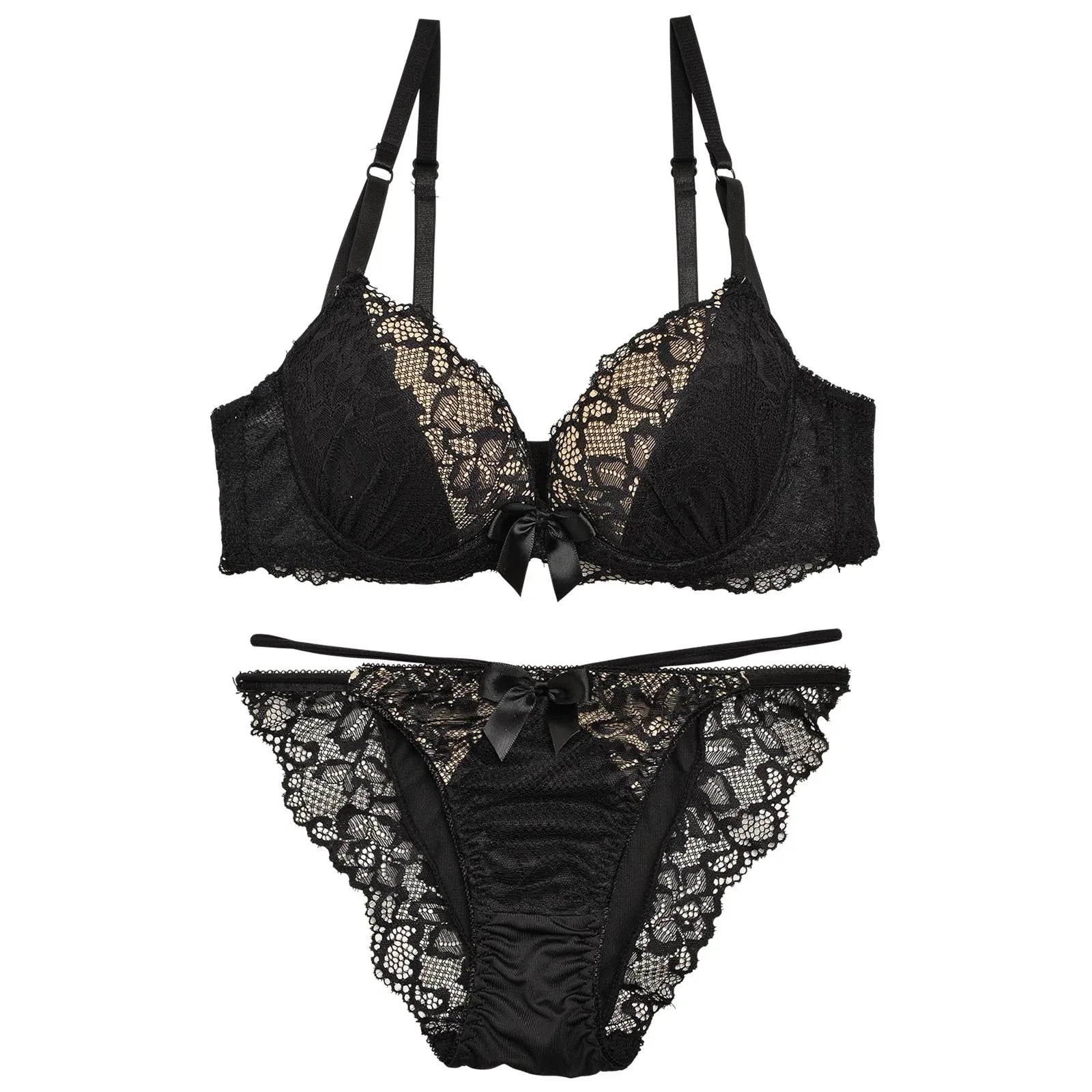 ヌーディーレースブラジャー&フルバックショーツ - 【公式】247Lingerie