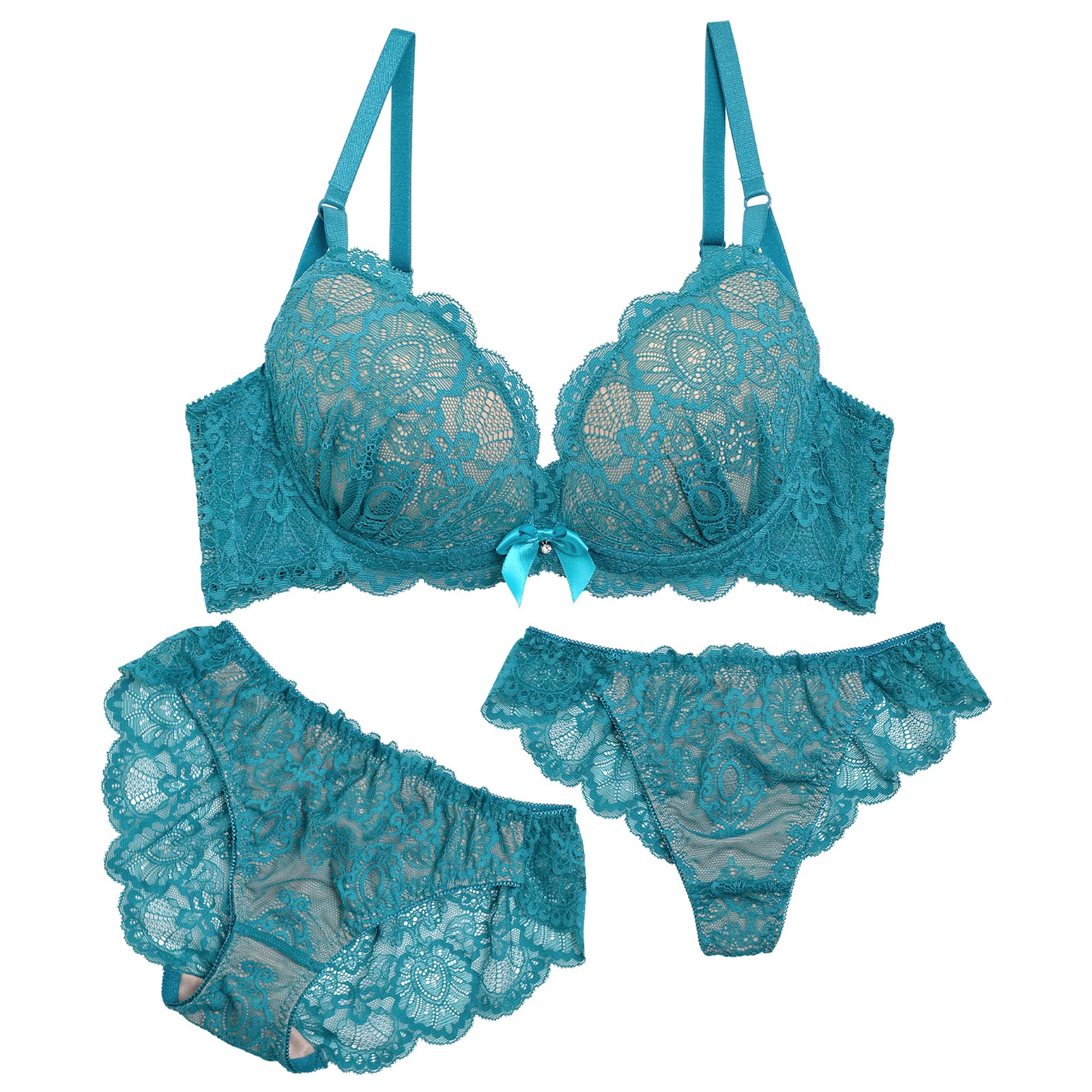 【EFサイズ】【3点セット】ヴィーナスヌーディブラジャー&バック透けフルバックショーツ&ハーフバックショーツ - 【公式】247Lingerie