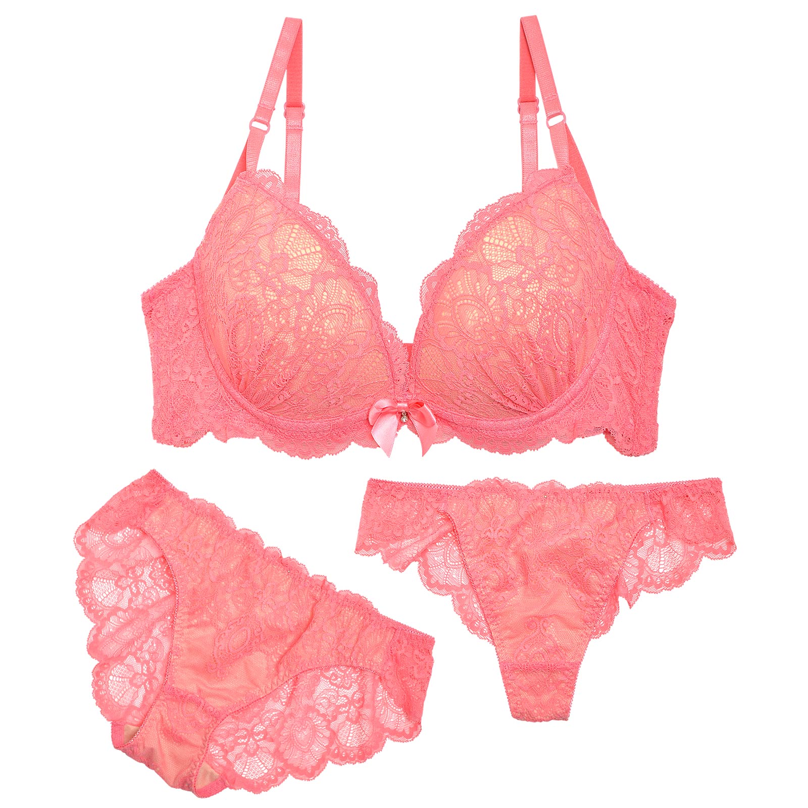 【EFサイズ】【3点セット】ヴィーナスヌーディブラジャー&バック透けフルバックショーツ&ハーフバックショーツ