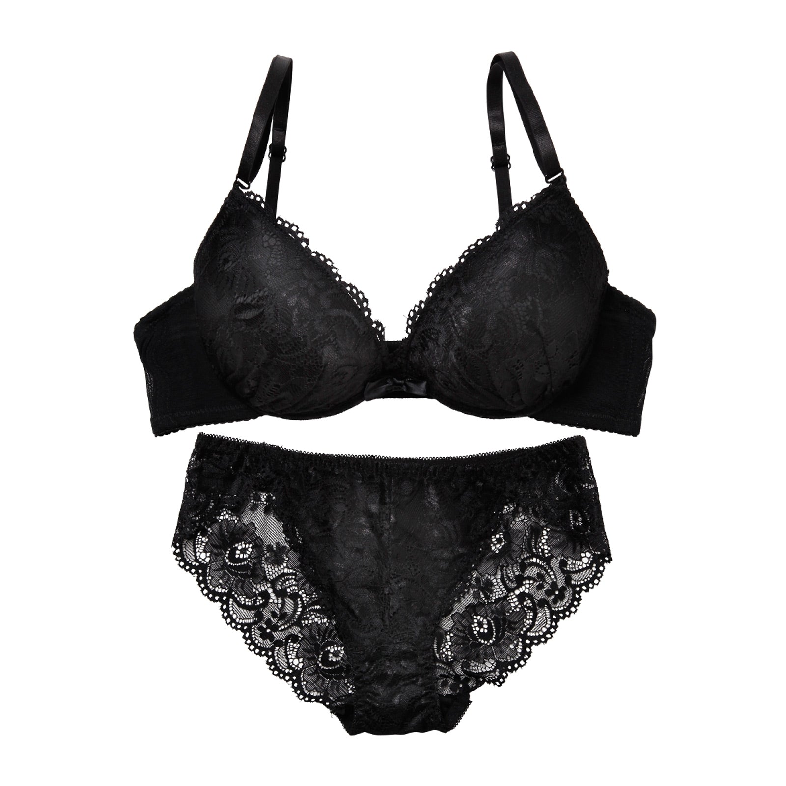 VIVIDカラー×総レースブラジャー&バック透けフルバックショーツ