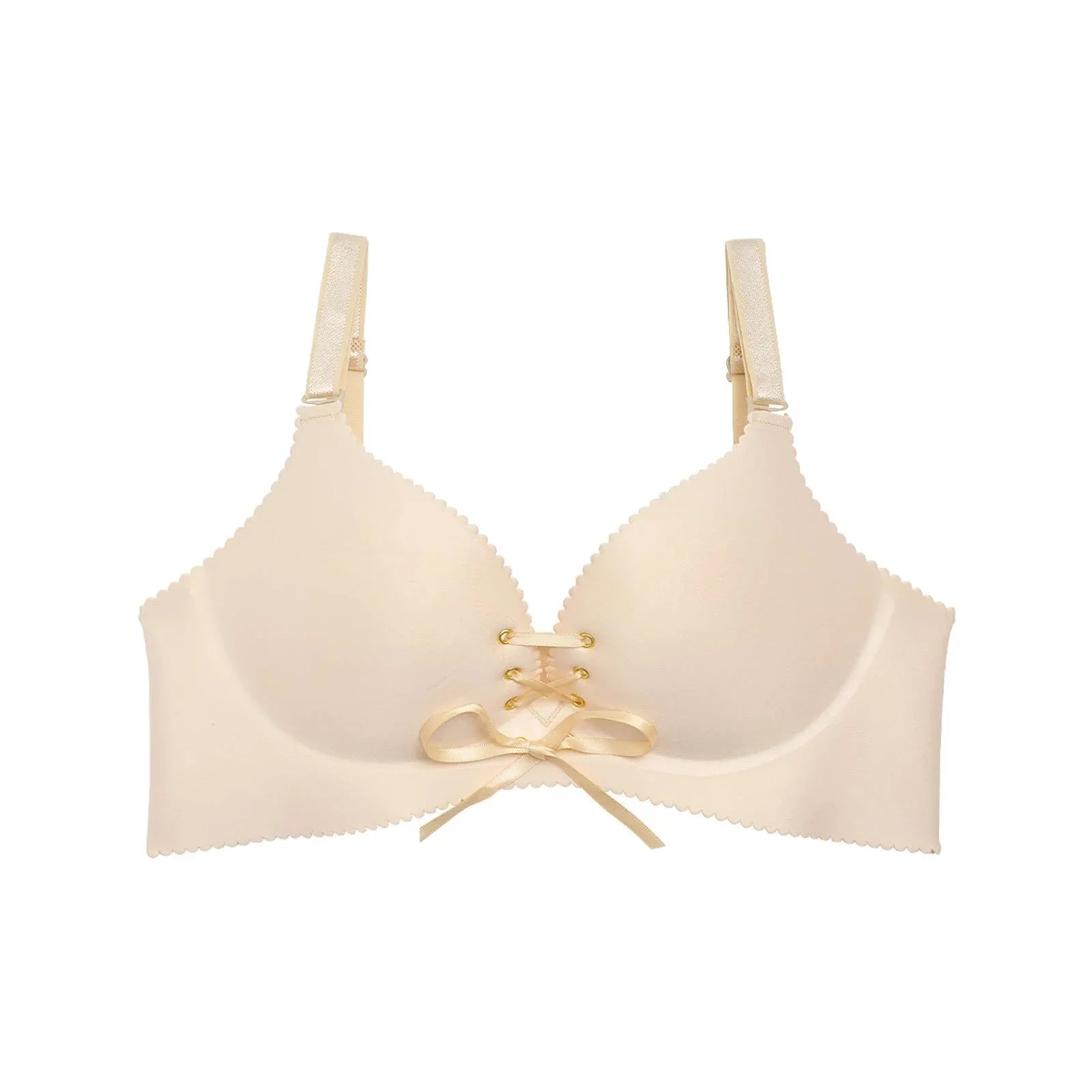 【ノンワイヤー】レースアップデザインx下厚カップシームレス育乳脇高コルセットブラジャー単品 - 【公式】247Lingerie