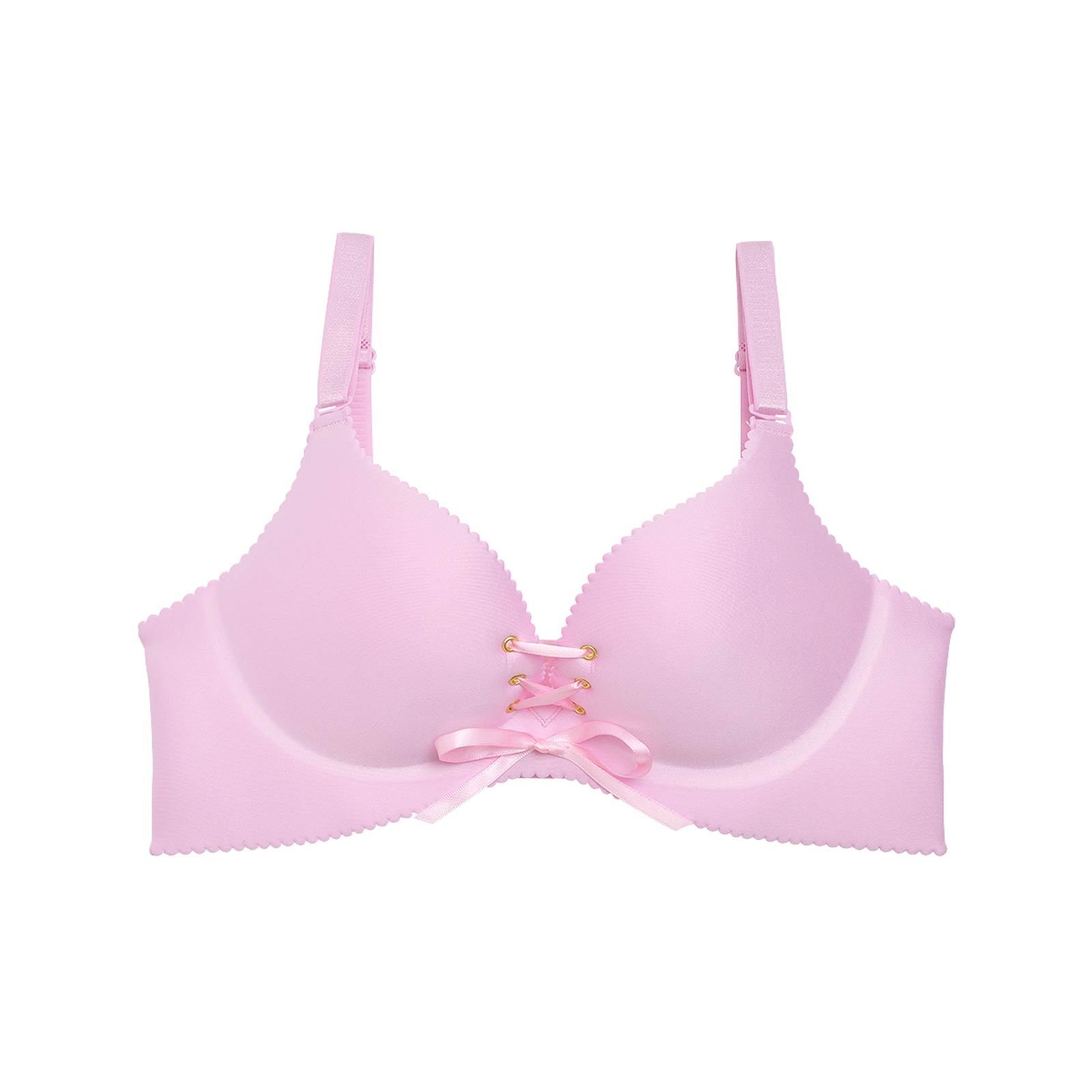 【ノンワイヤー】レースアップデザインx下厚カップシームレス育乳脇高コルセットブラジャー単品