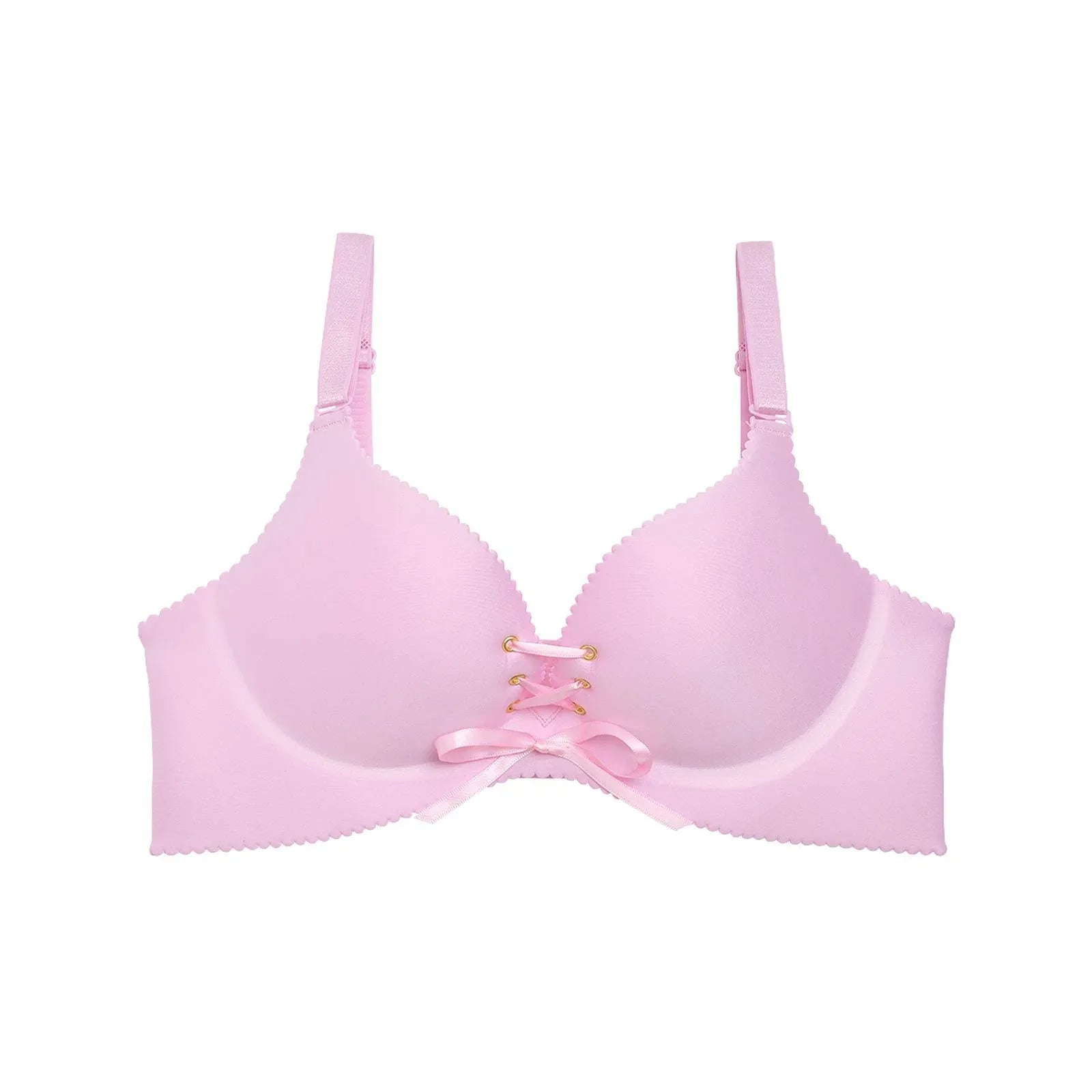 【ノンワイヤー】レースアップデザインx下厚カップシームレス育乳脇高コルセットブラジャー単品 - 【公式】247Lingerie