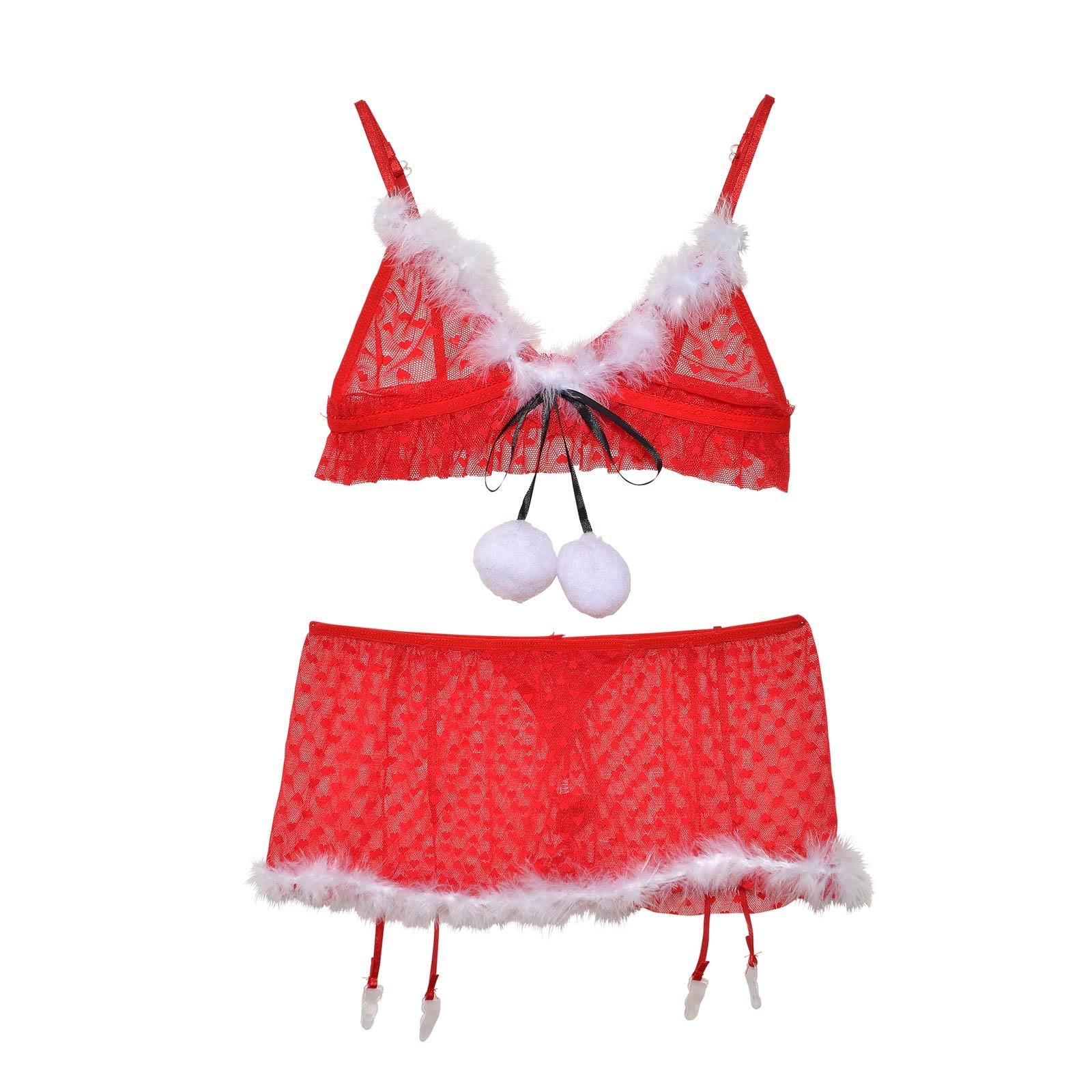 12/13再販!ラブリーシースルーサンタコスプレランジェリー