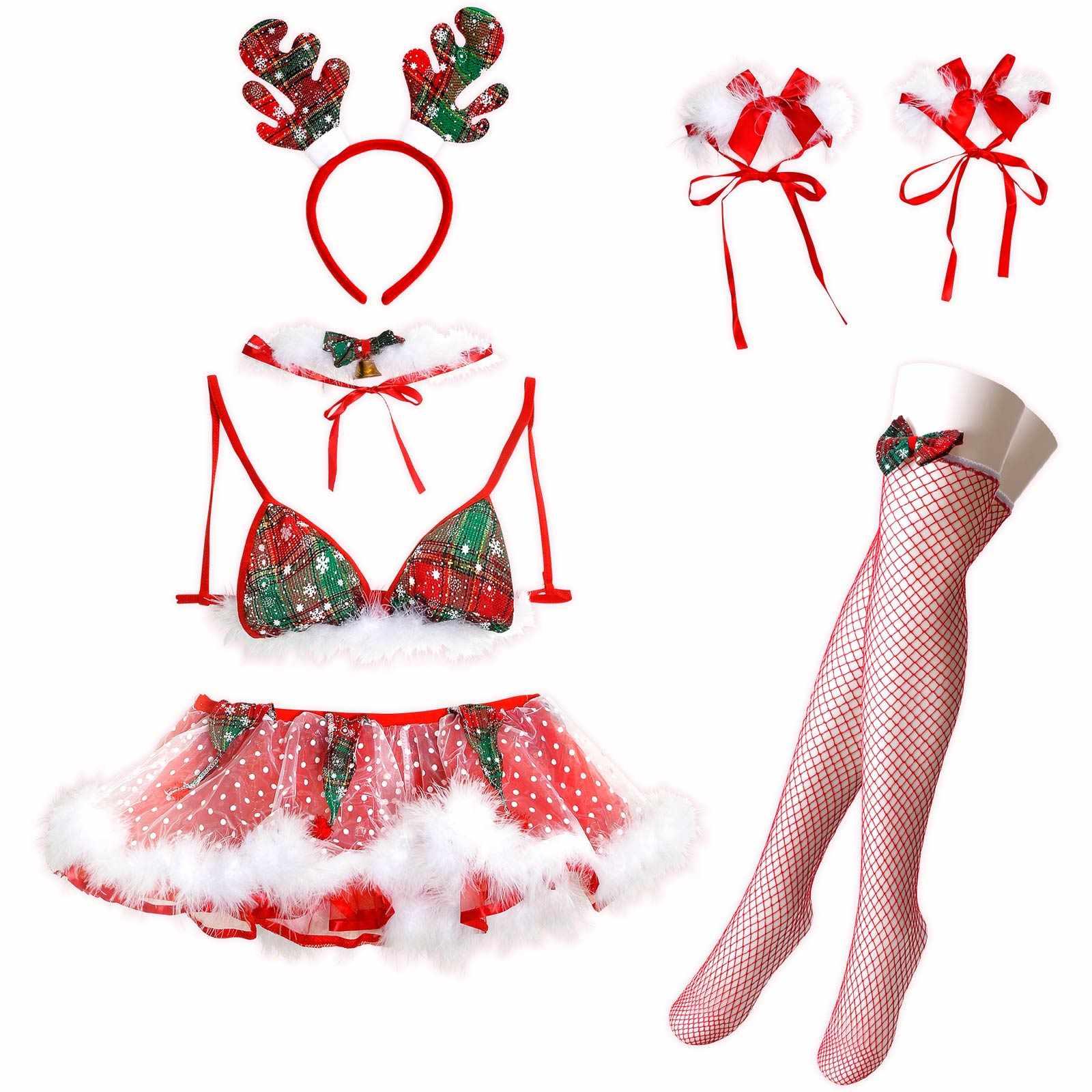 チェック×ドットフェザートナカイコスプレランジェリー - 【公式】247Lingerie