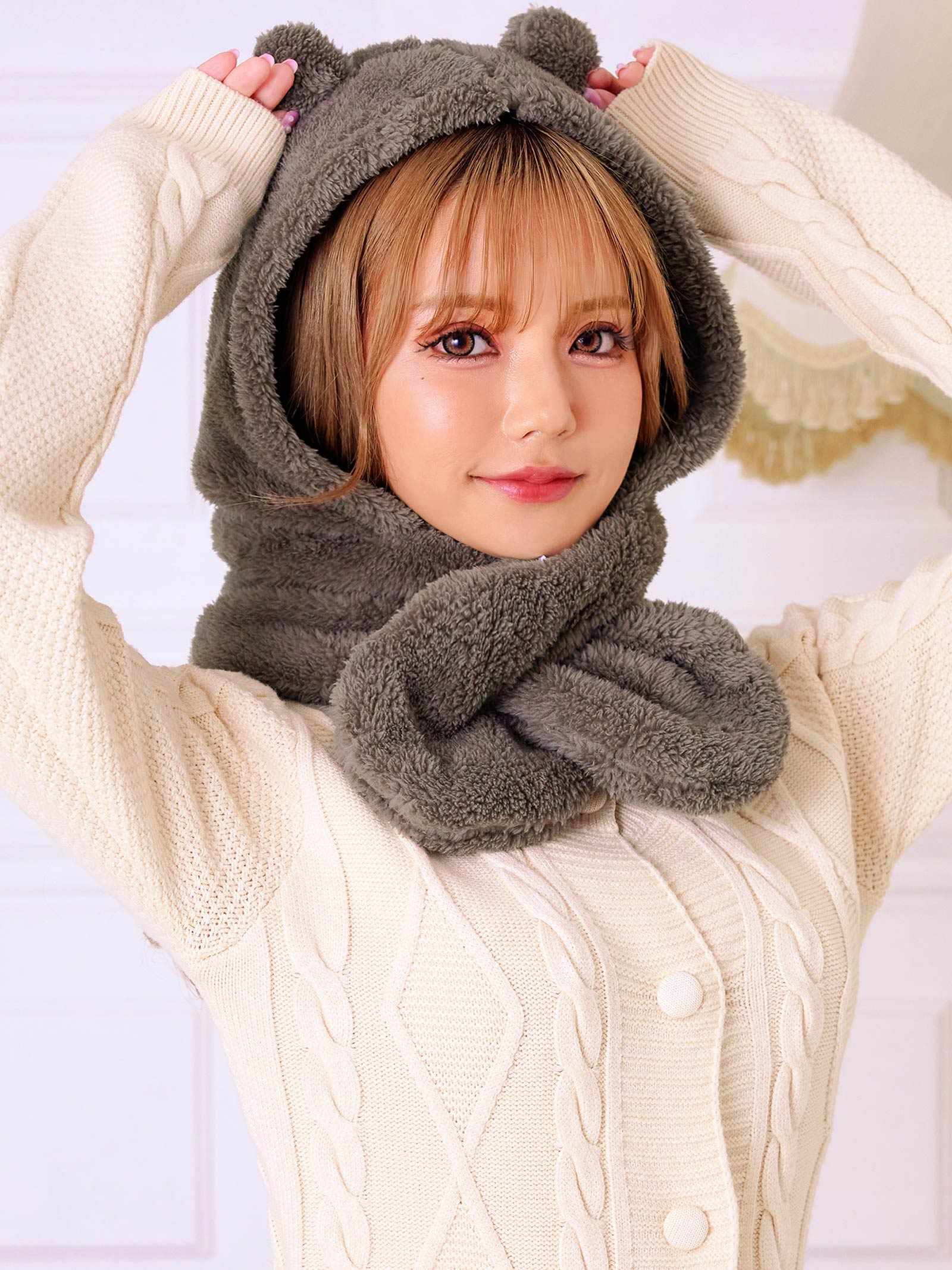 12/11新作!ふわもこキュートベアフード付きマフラー